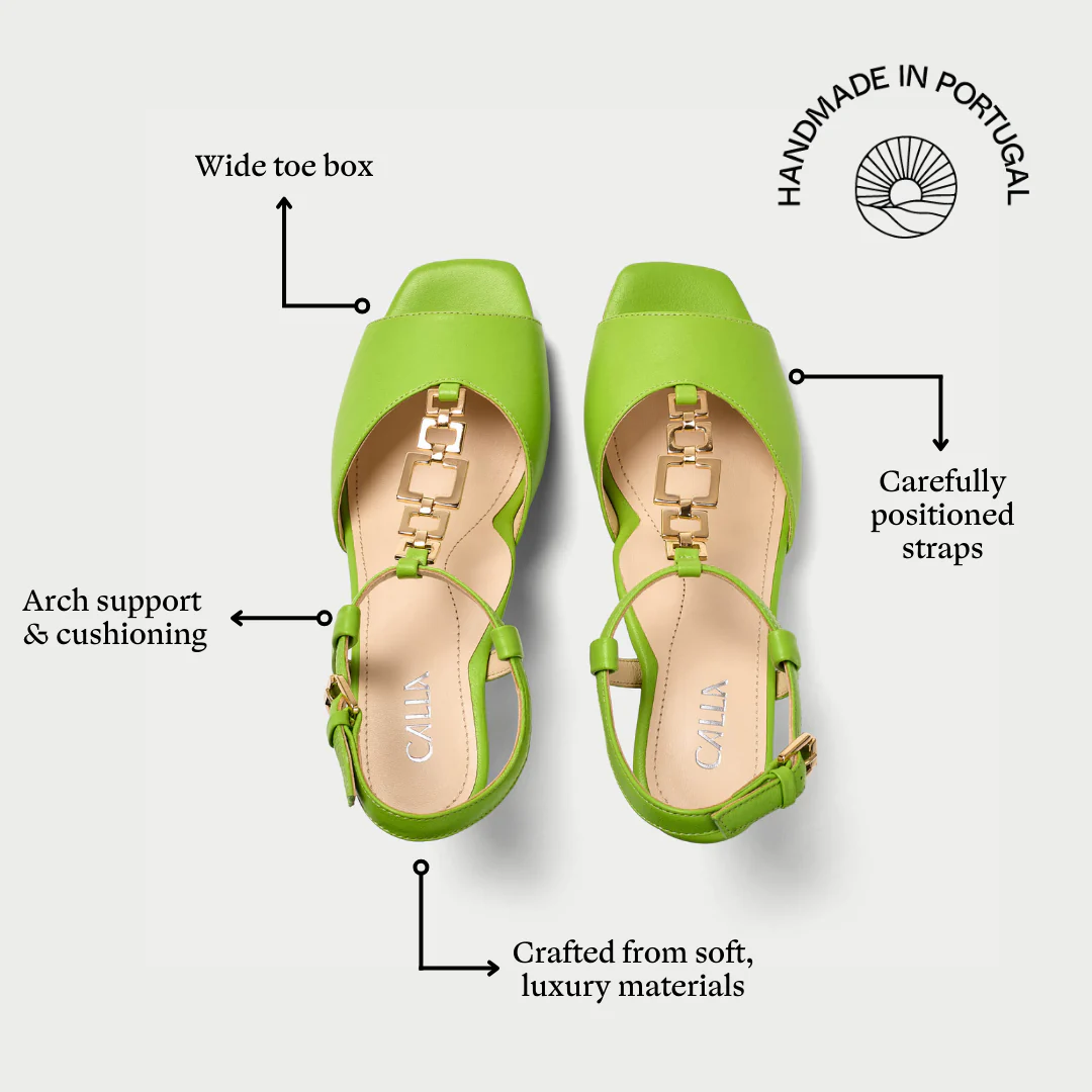 Pamela - Lime Green Leather Heels - Image 7