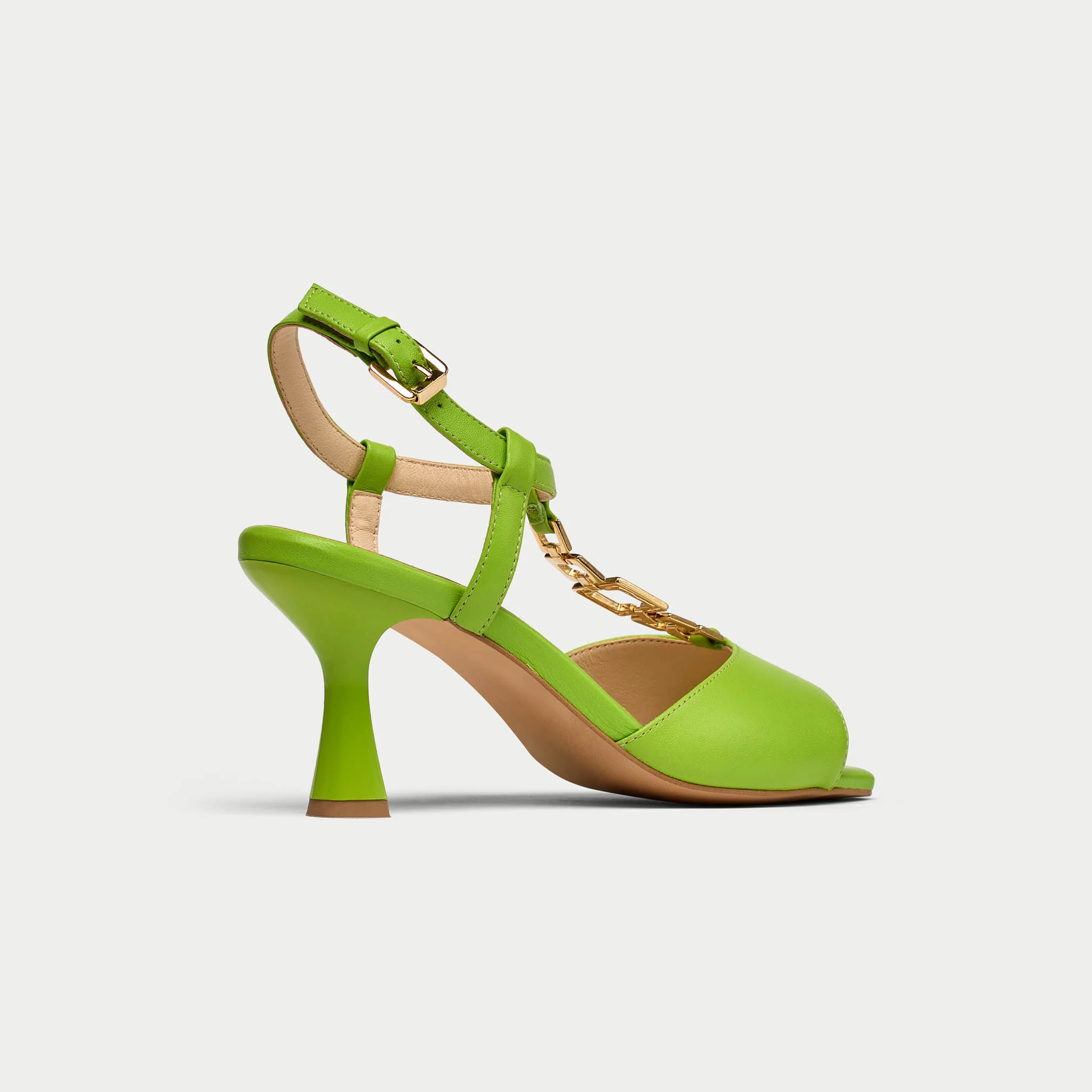 Pamela - Lime Green Leather Heels - Image 8