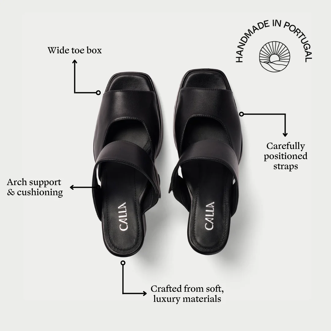 Paulette - Black Leather Mules - Image 3