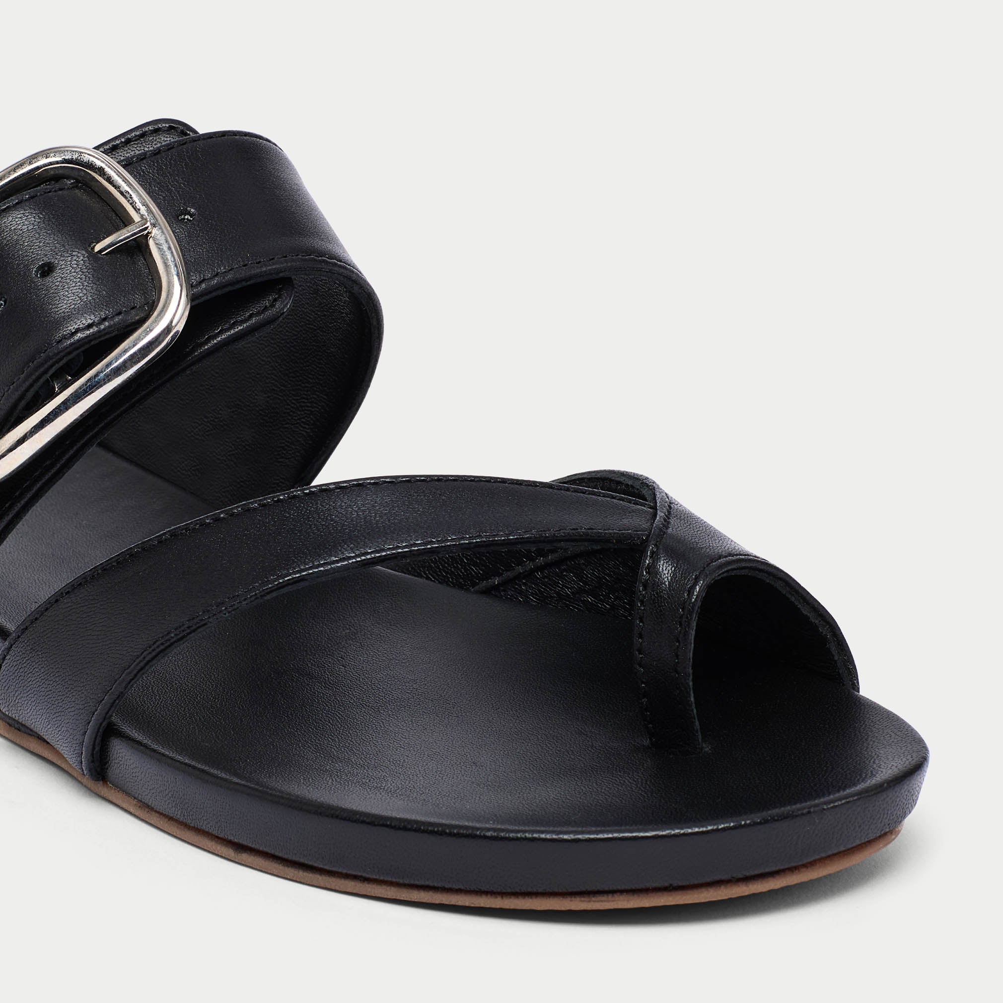 Ruby - All Black Leather Sandals - Image 4