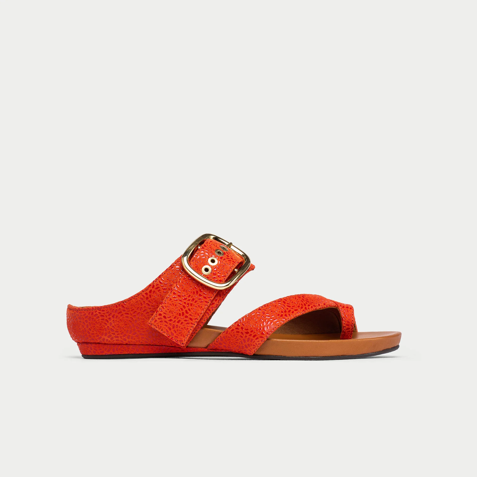 Ruby - Orange Emboss Suede Sandals - Image 2