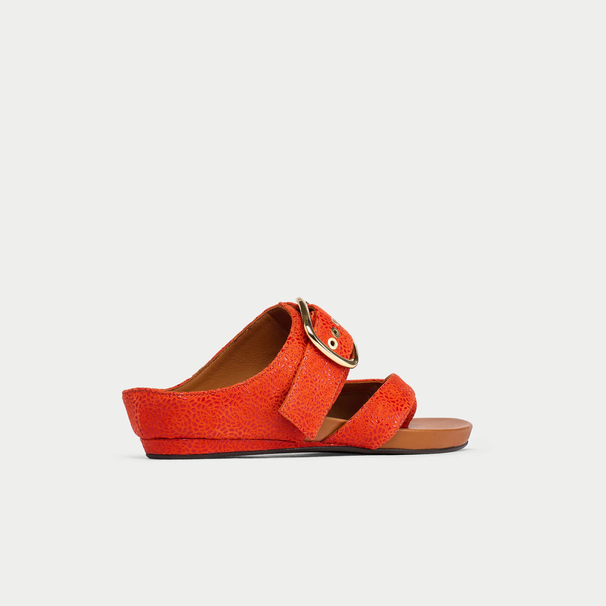 Ruby - Orange Emboss Suede Sandals - Image 7