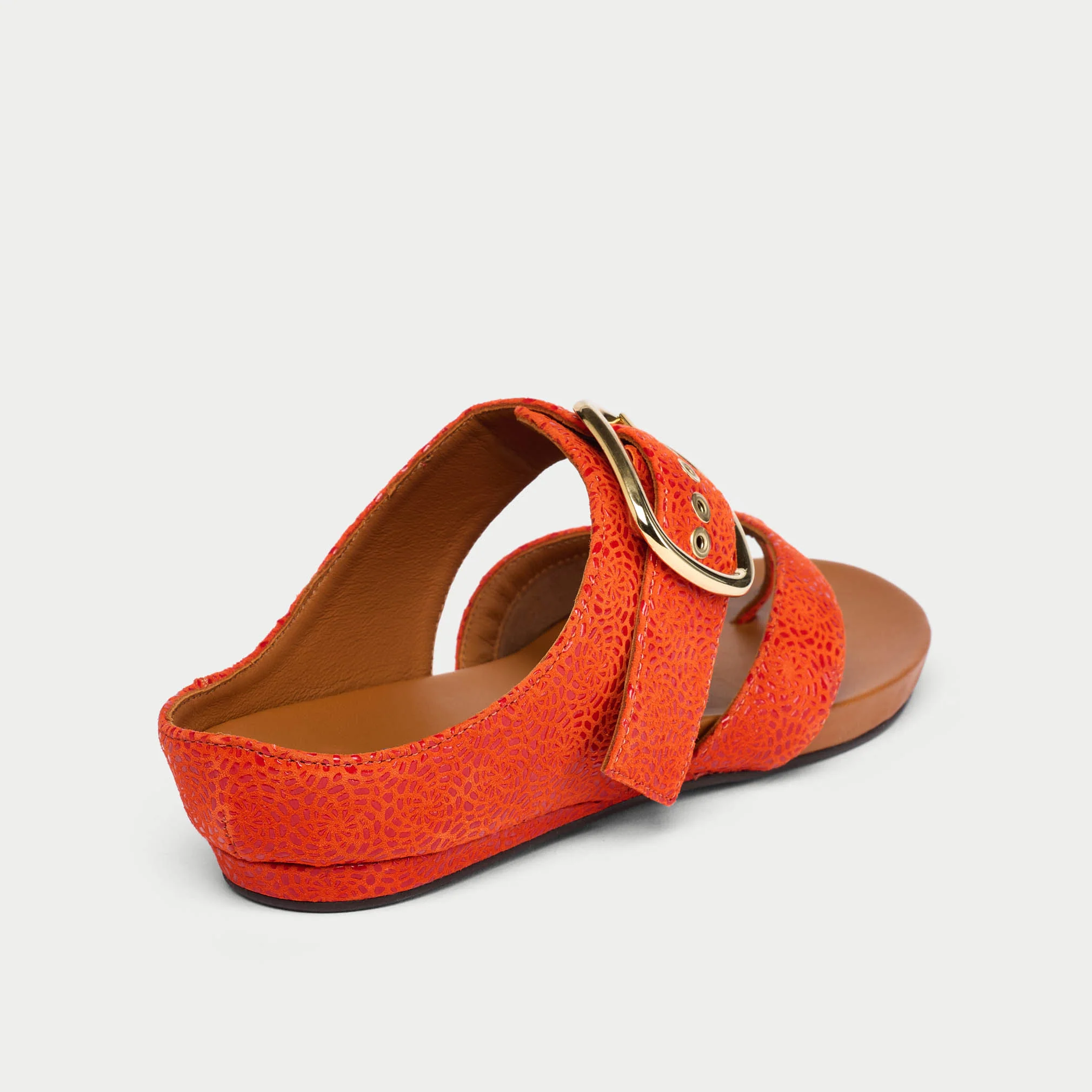 Ruby - Orange Emboss Suede Sandals - Image 9