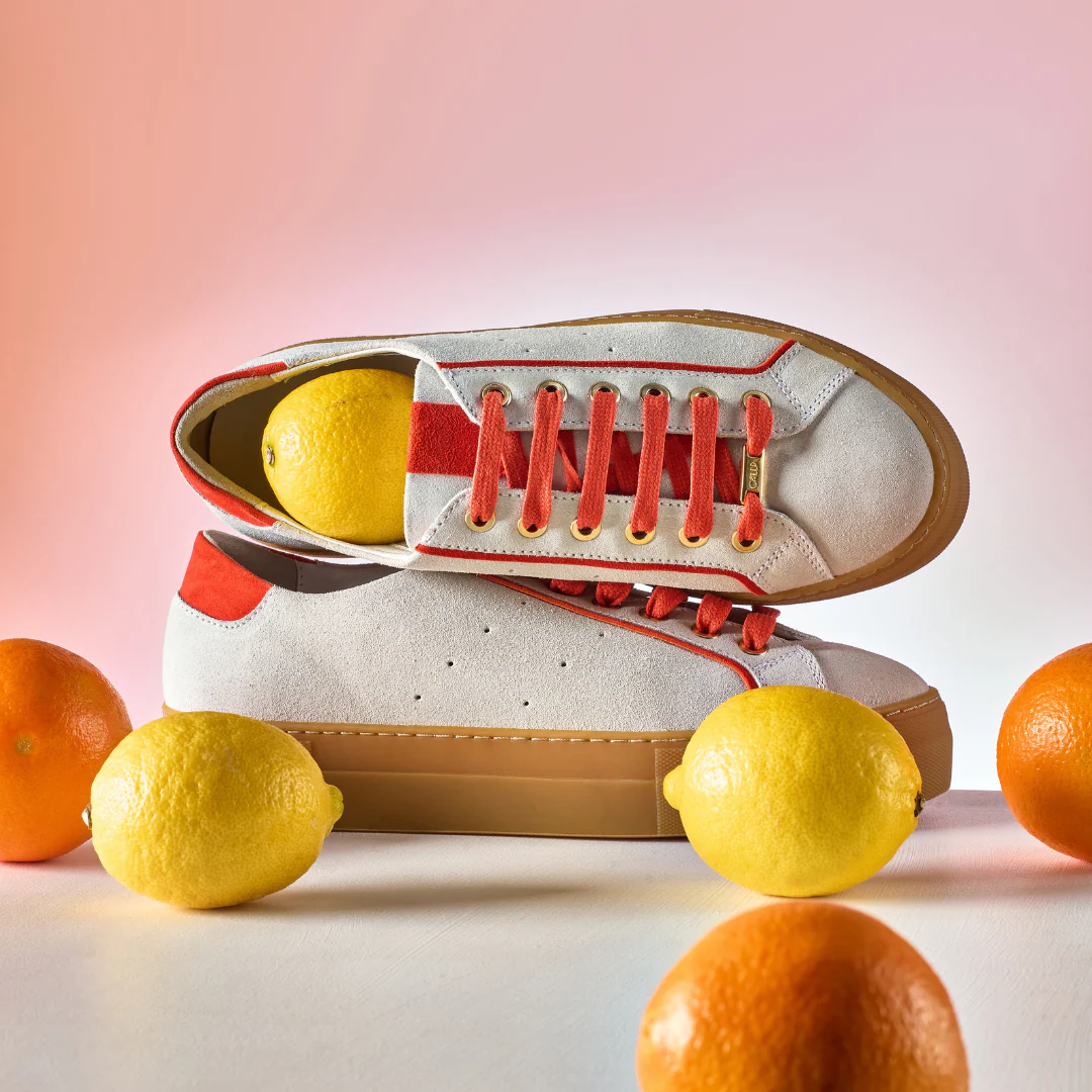 Saturn - Cream & Orange Suede Wide Fit Sneakers - Image 10