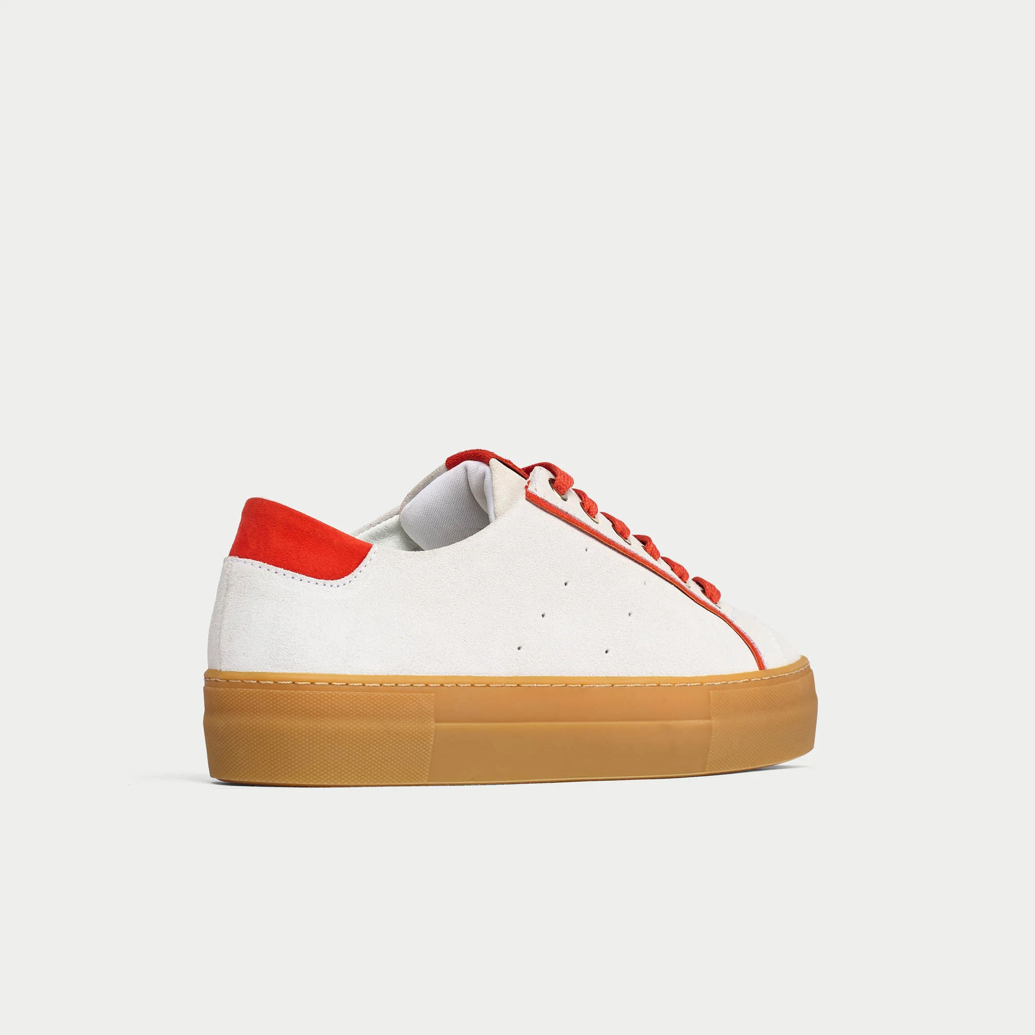 Saturn - Cream & Orange Suede Wide Fit Sneakers - Image 11