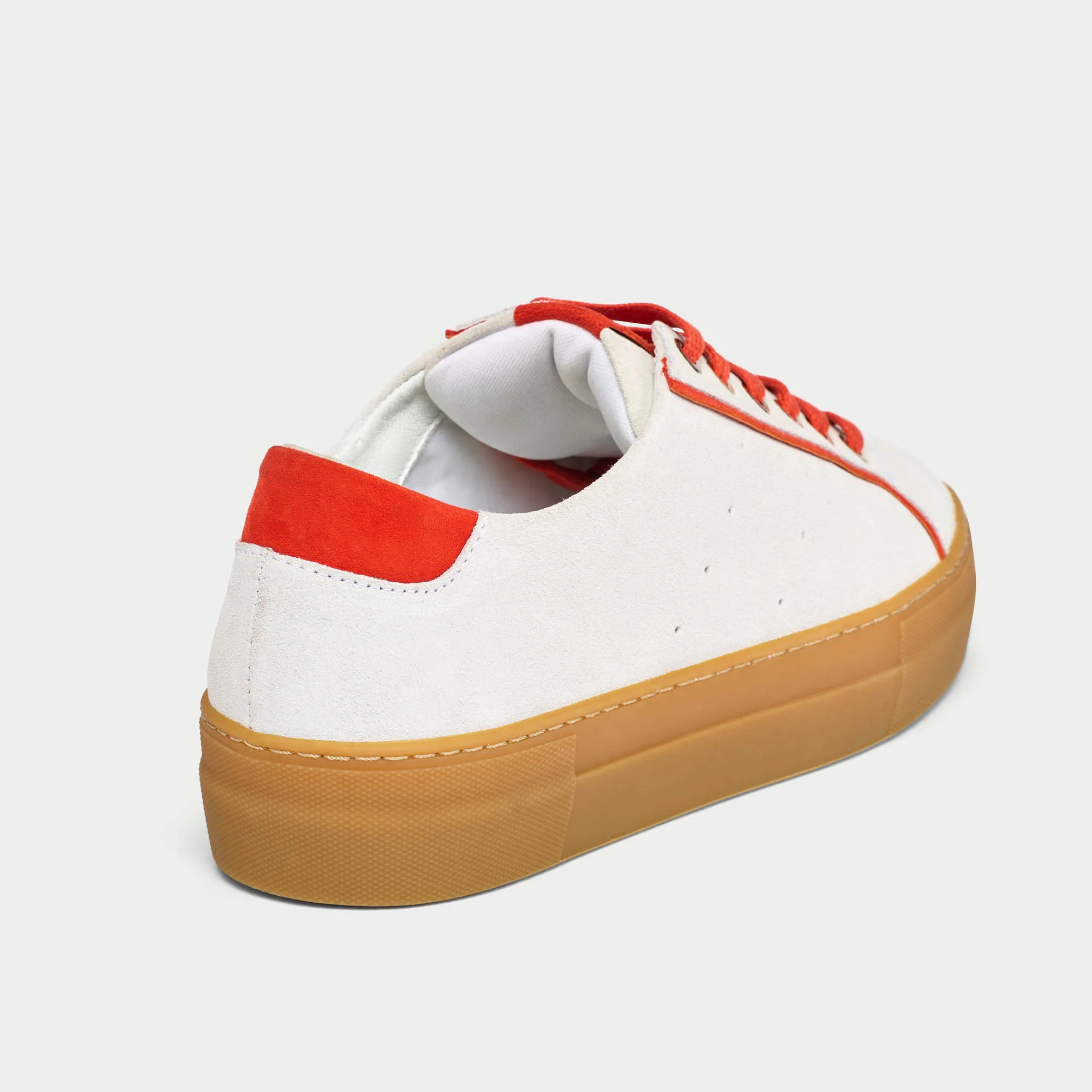Saturn - Cream & Orange Suede Wide Fit Sneakers - Image 8