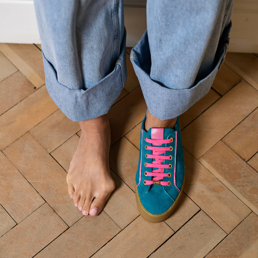Saturn - Teal & Magenta Suede Wide Fit Sneakers - Image 11