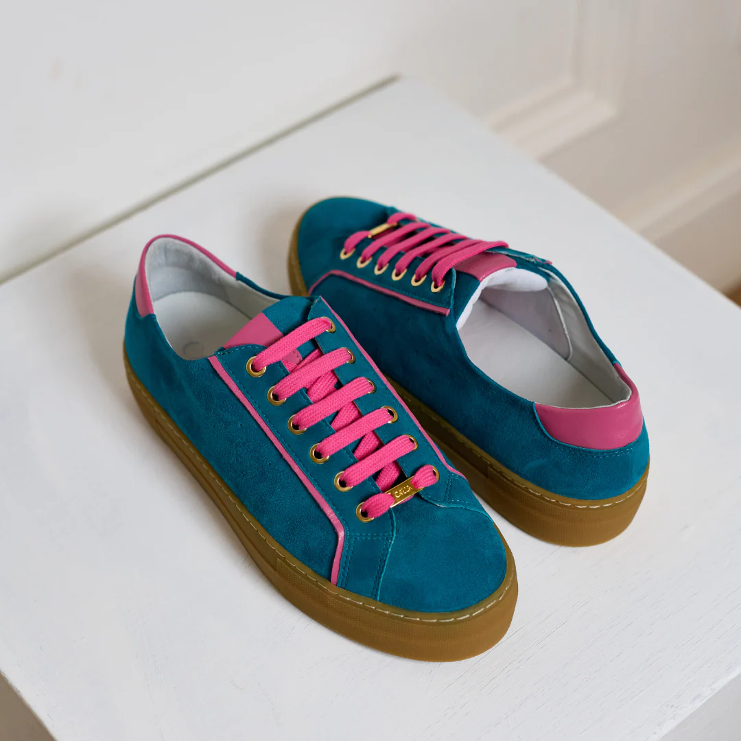 Saturn - Teal & Magenta Suede Wide Fit Sneakers - Image 13