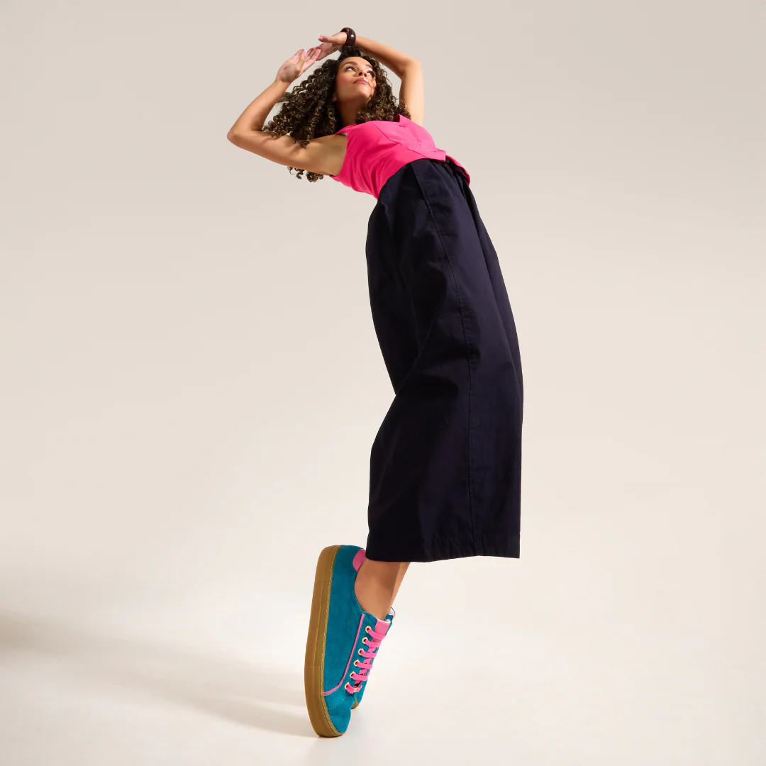 Saturn - Teal & Magenta Suede Wide Fit Sneakers - Image 4