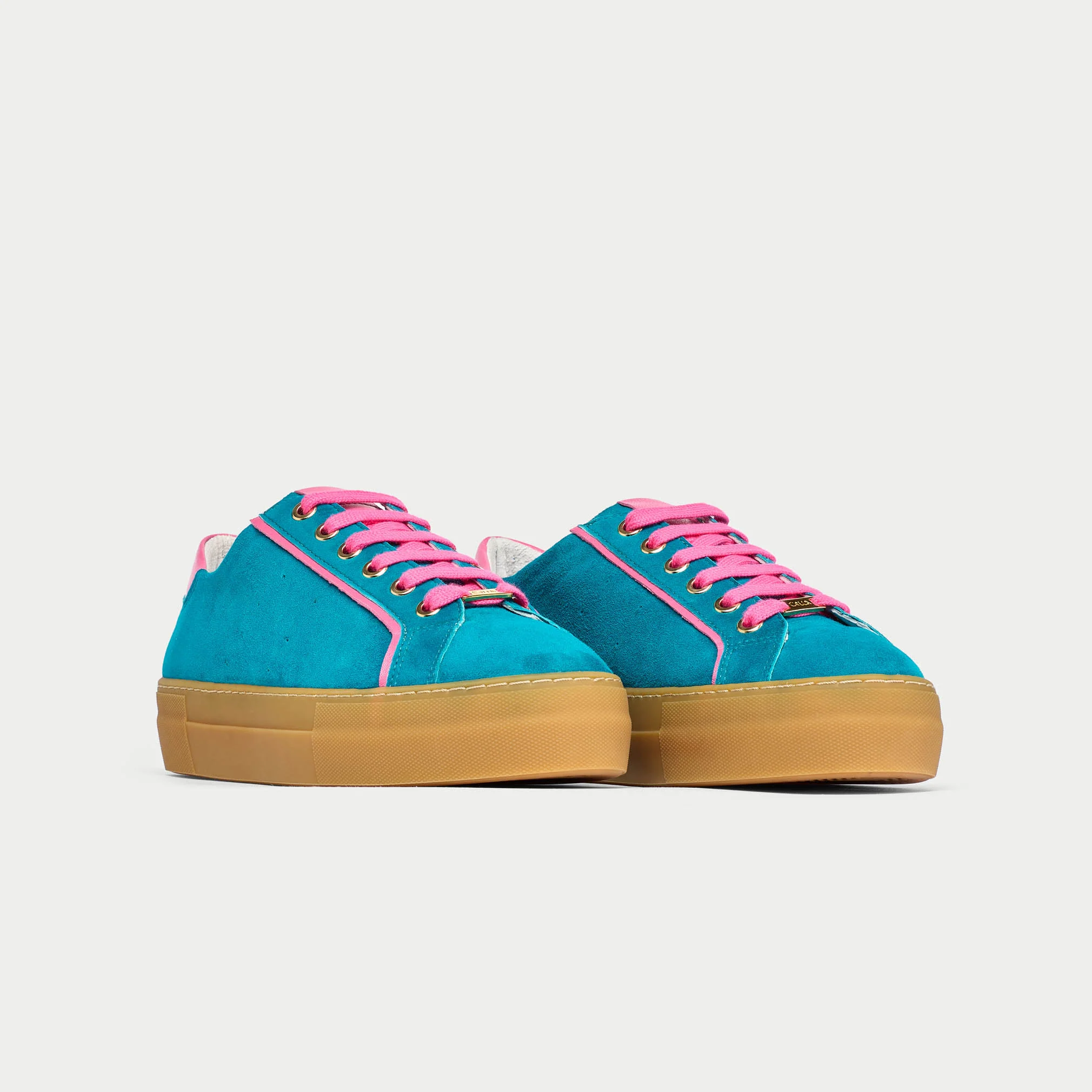 Saturn - Teal & Magenta Suede Wide Fit Sneakers - Image 5