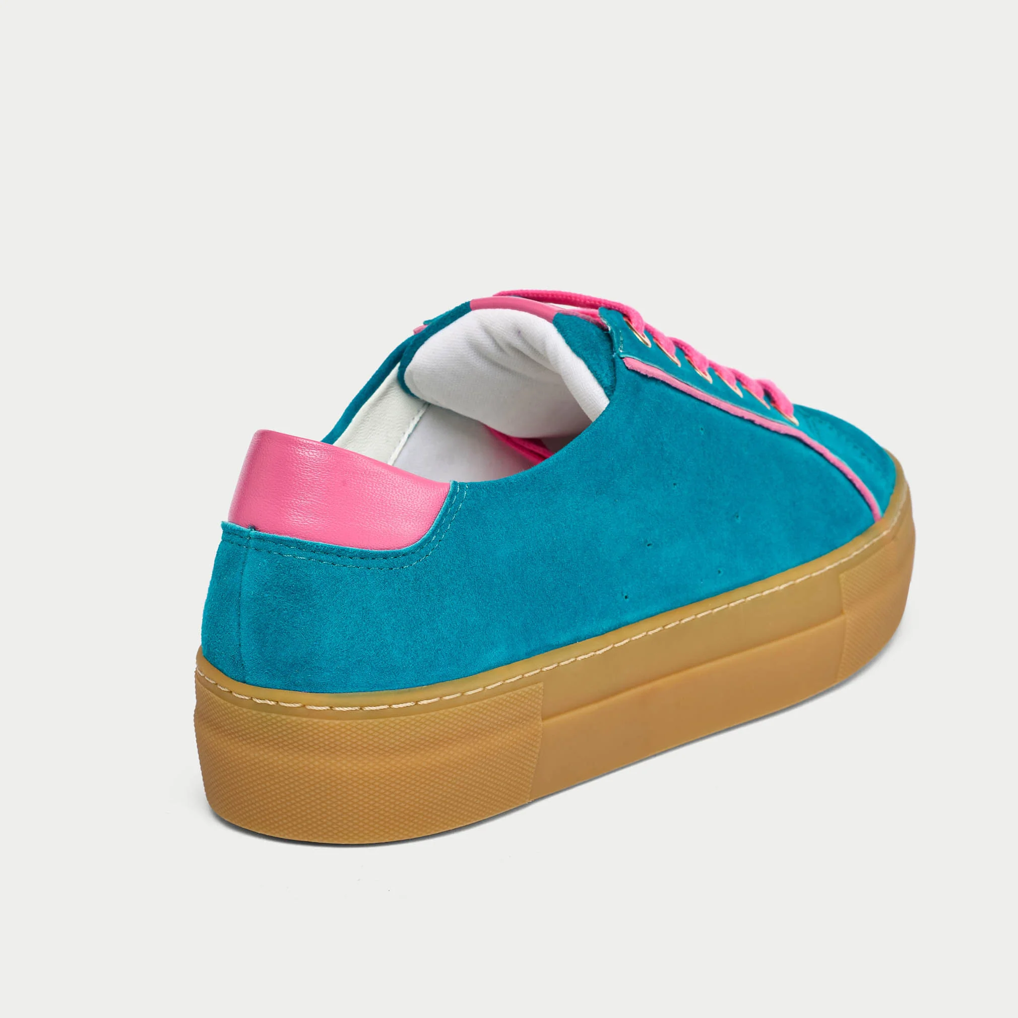 Saturn - Teal & Magenta Suede Wide Fit Sneakers - Image 7