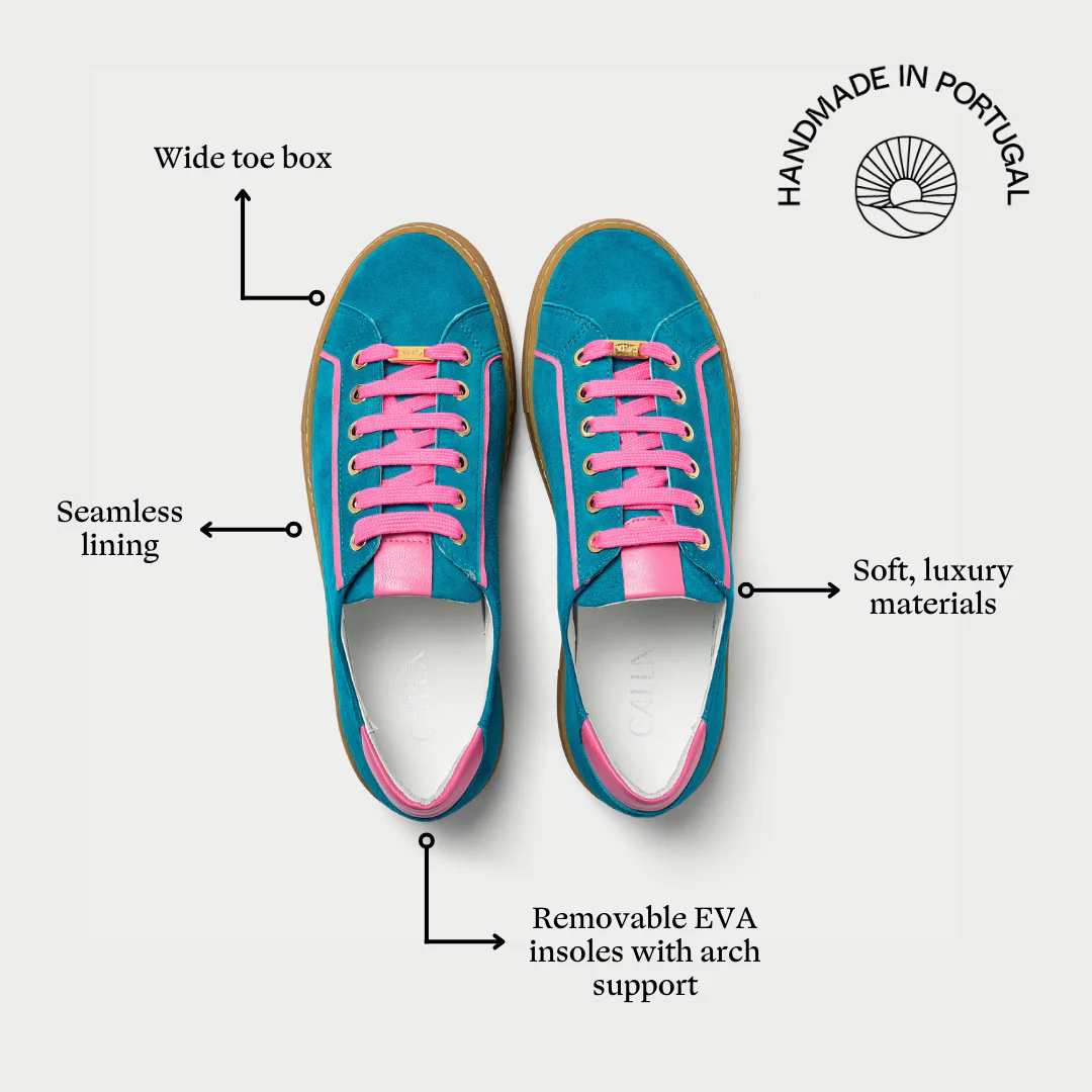 Saturn - Teal & Magenta Suede Wide Fit Sneakers - Image 8