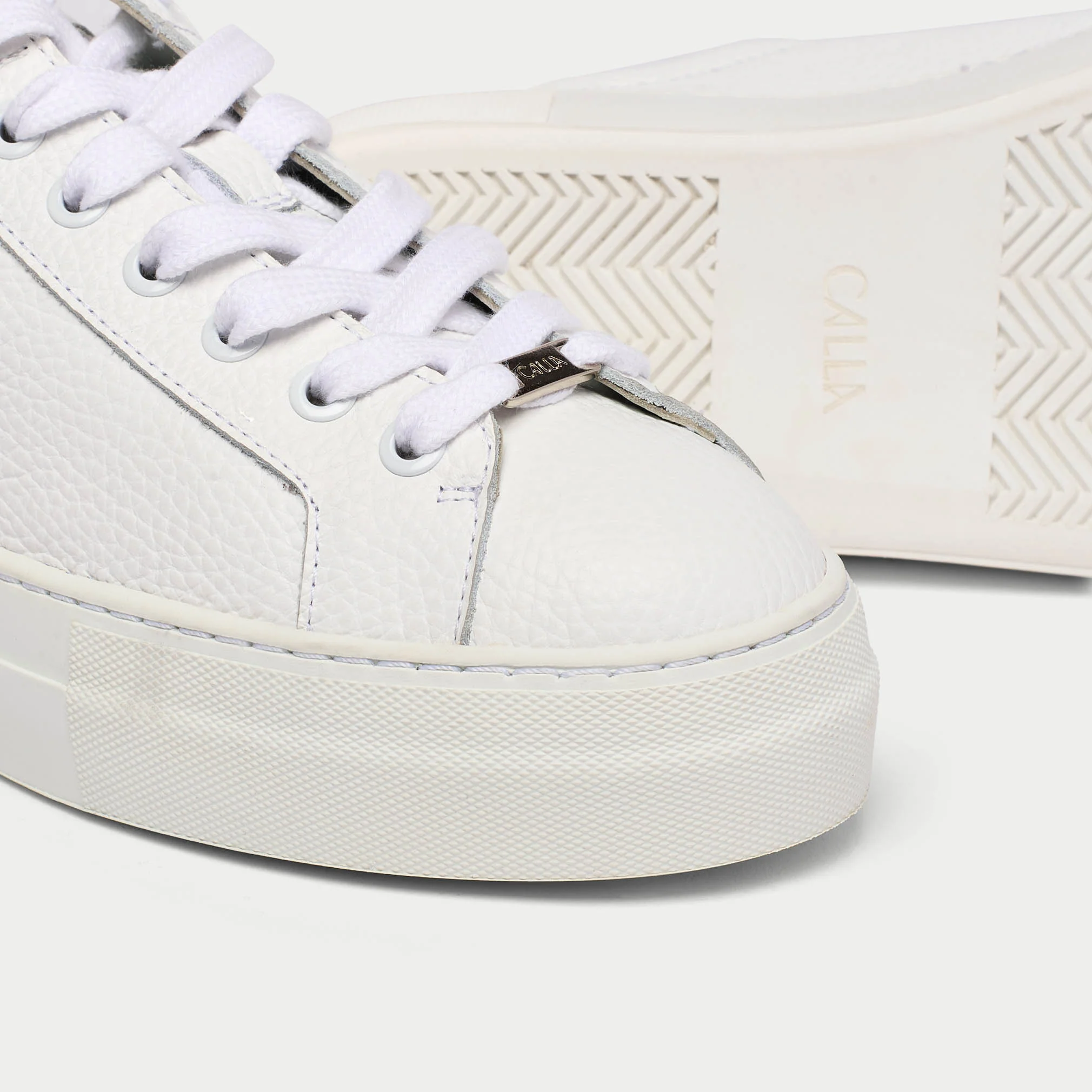 Saturn - White Leather Wide Fit Sneakers - Image 4