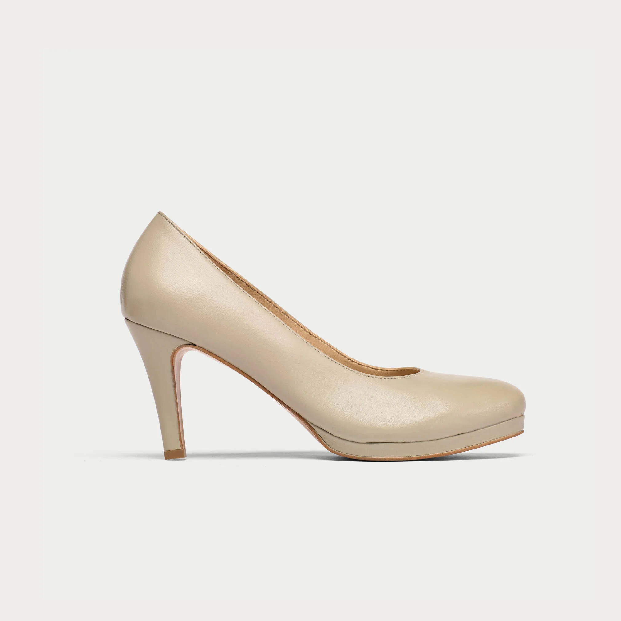 Sophia - Neutral Leather Pumps - Image 6