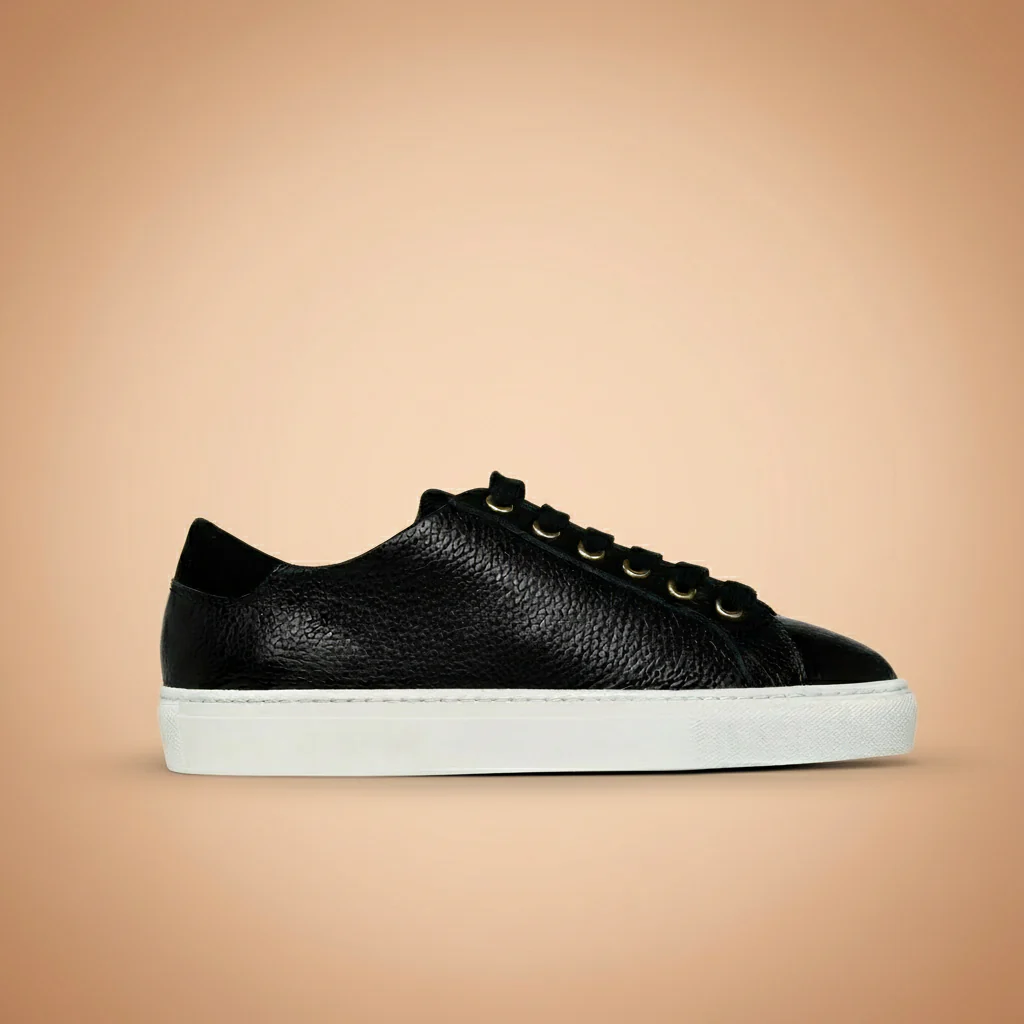 Star - Black Leather Wide Fit Sneakers