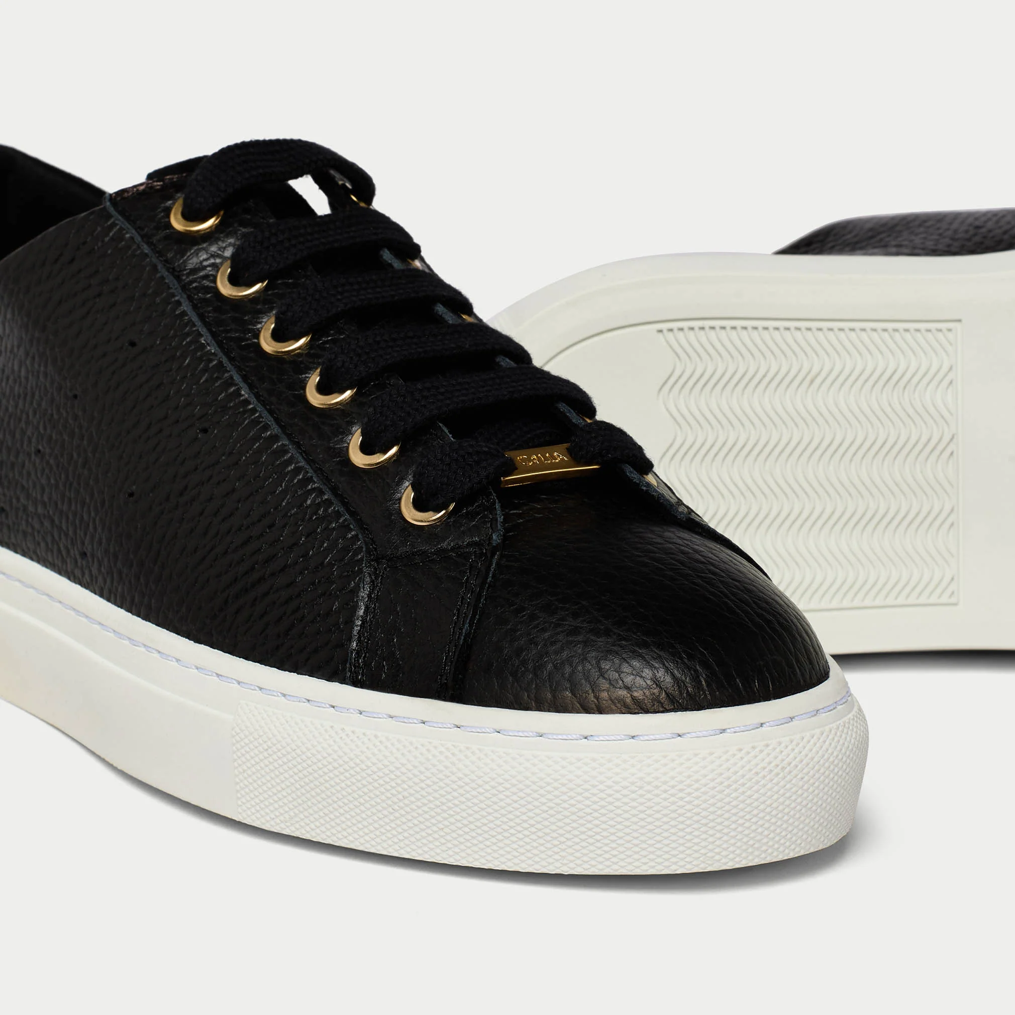 Star - Black Leather Wide Fit Sneakers - Image 3