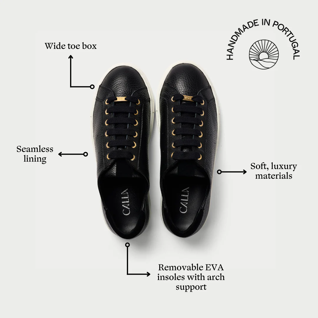 Star - Black Leather Wide Fit Sneakers - Image 5