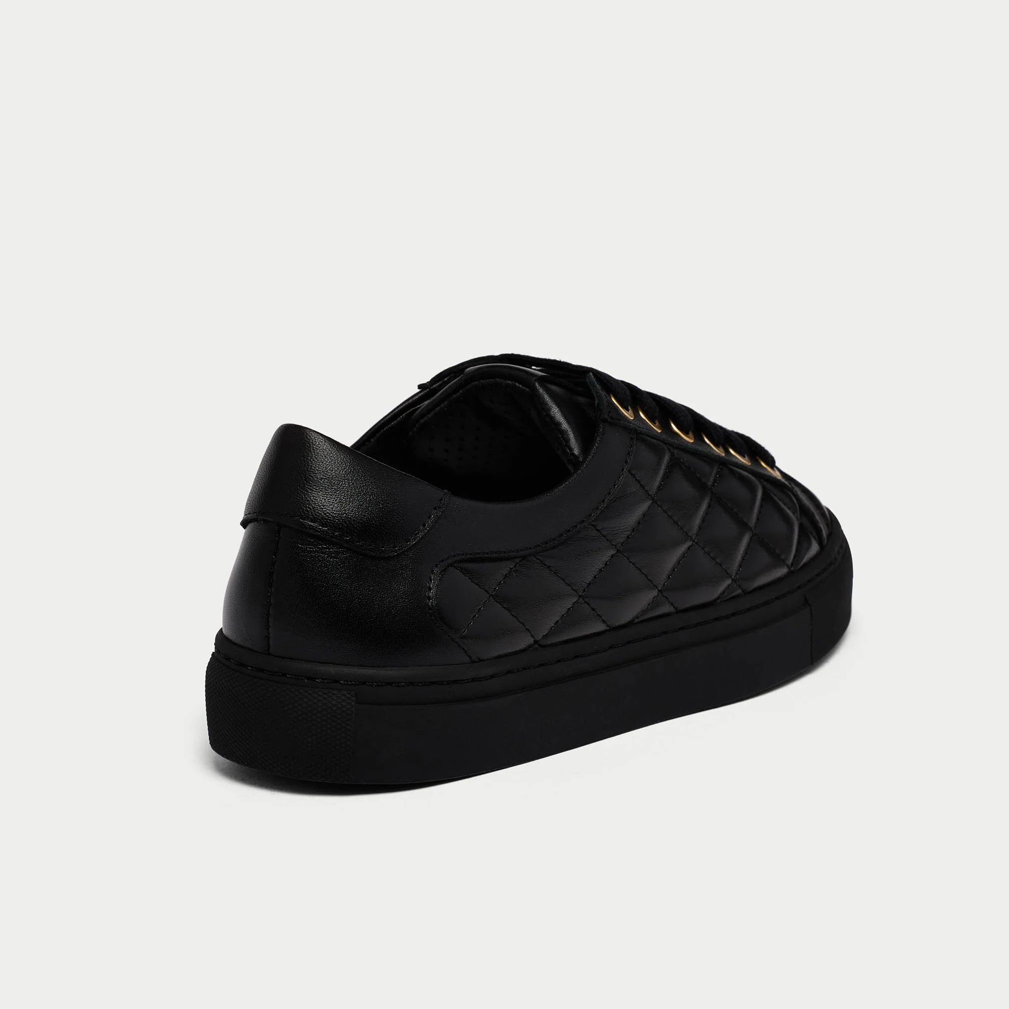 Star - Black Quilted Leather Wide Fit Sneakers - Image 3