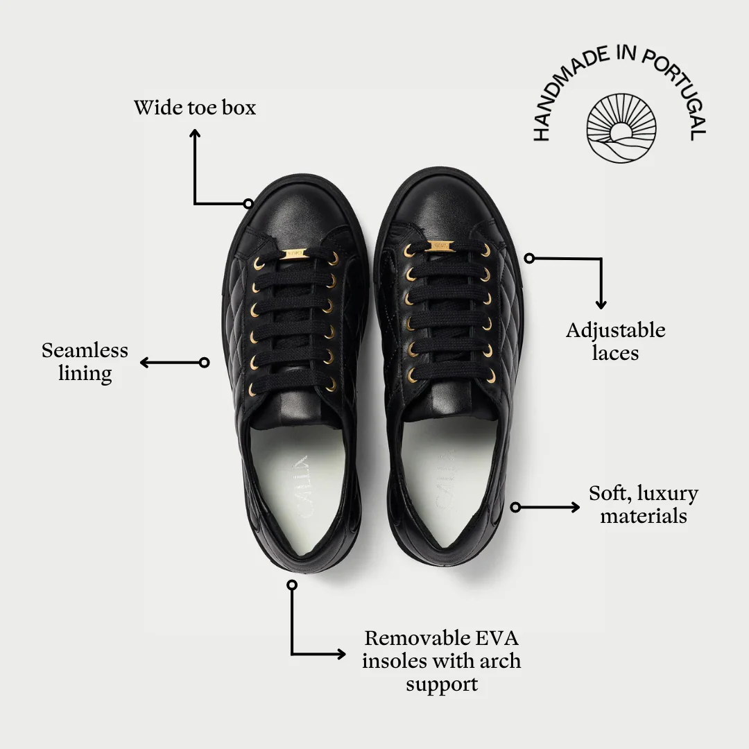 Star - Black Quilted Leather Wide Fit Sneakers - Image 4