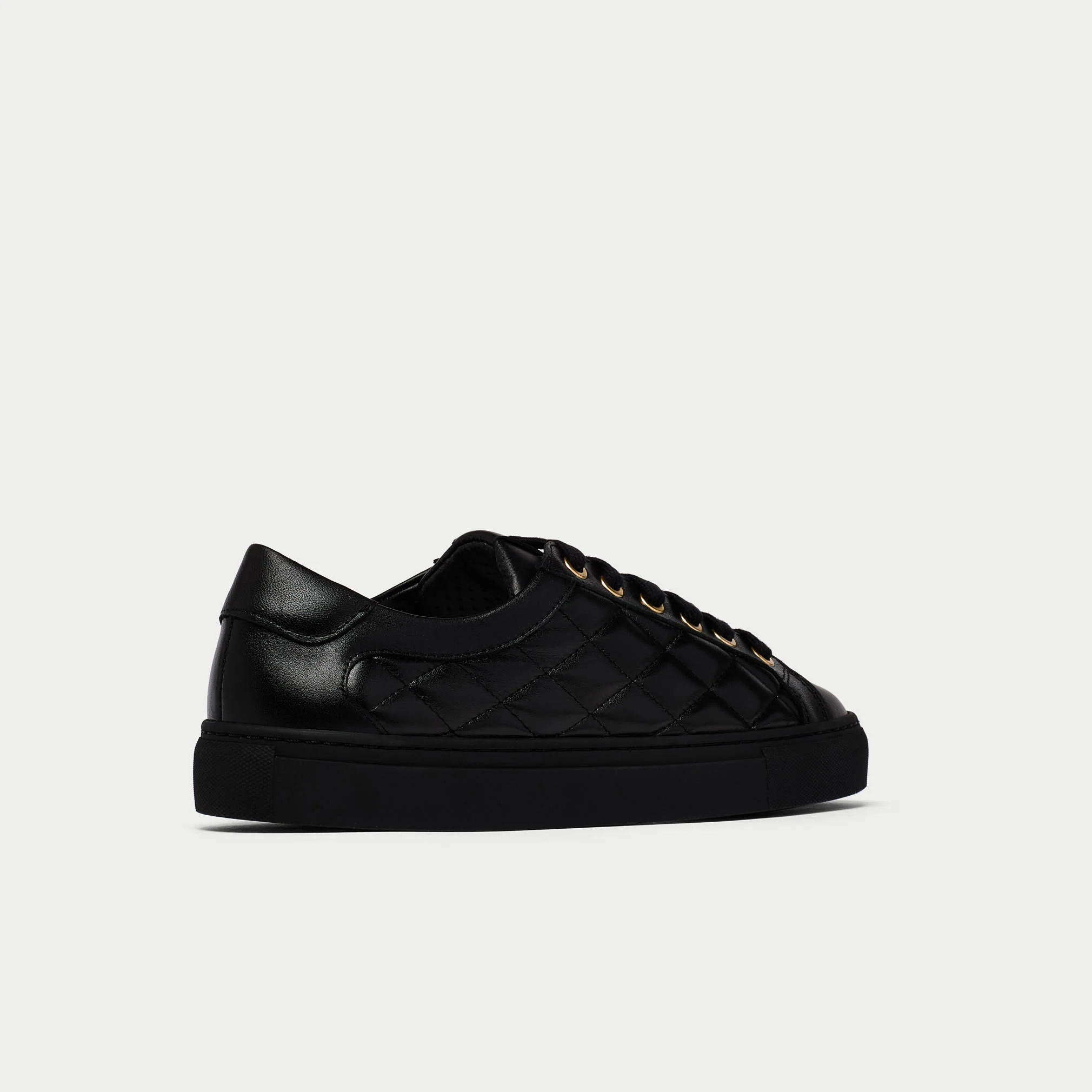 Star - Black Quilted Leather Wide Fit Sneakers - Image 5