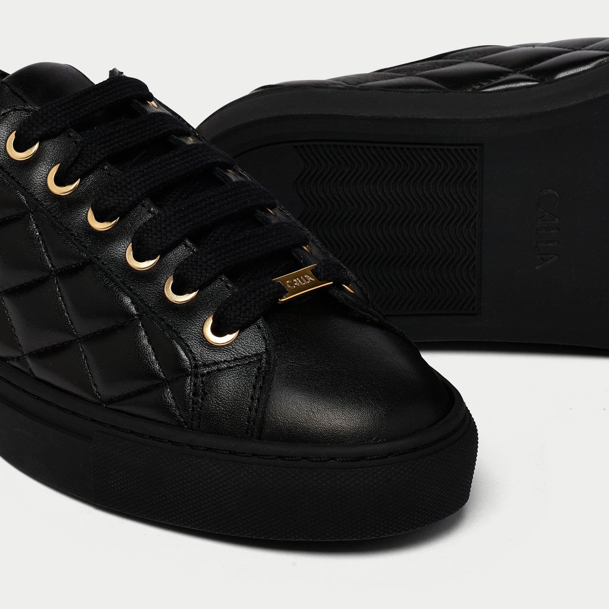 Star - Black Quilted Leather Wide Fit Sneakers - Image 6