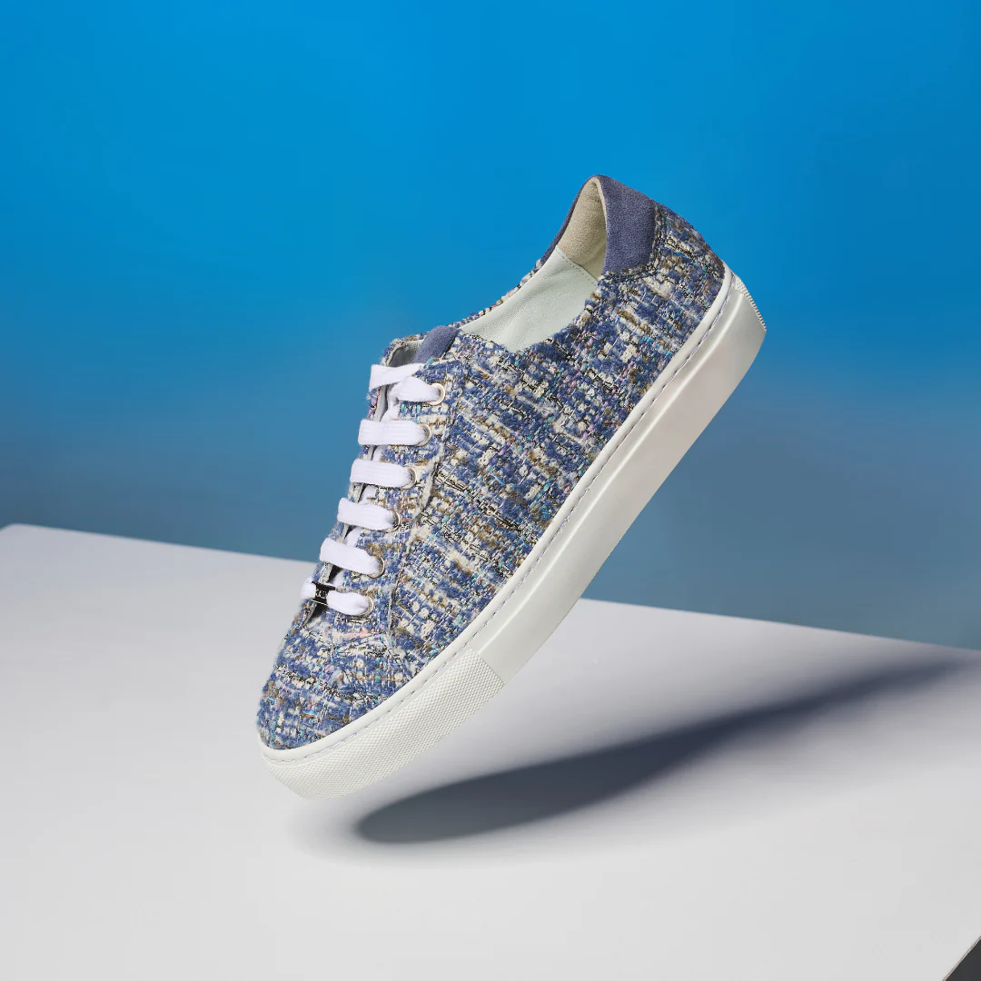 Star - Blue Tweed Wide Fit Sneakers - Image 4