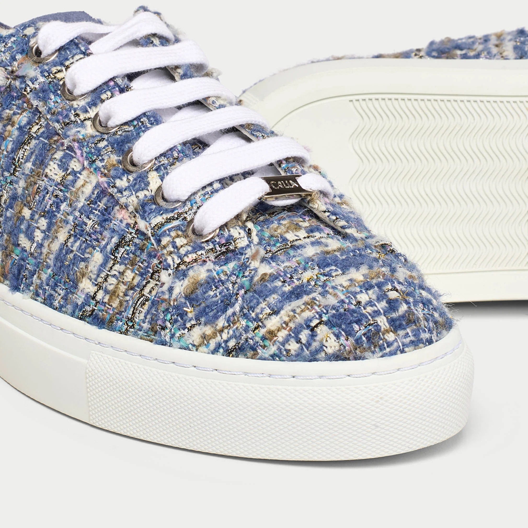 Star - Blue Tweed Wide Fit Sneakers - Image 5