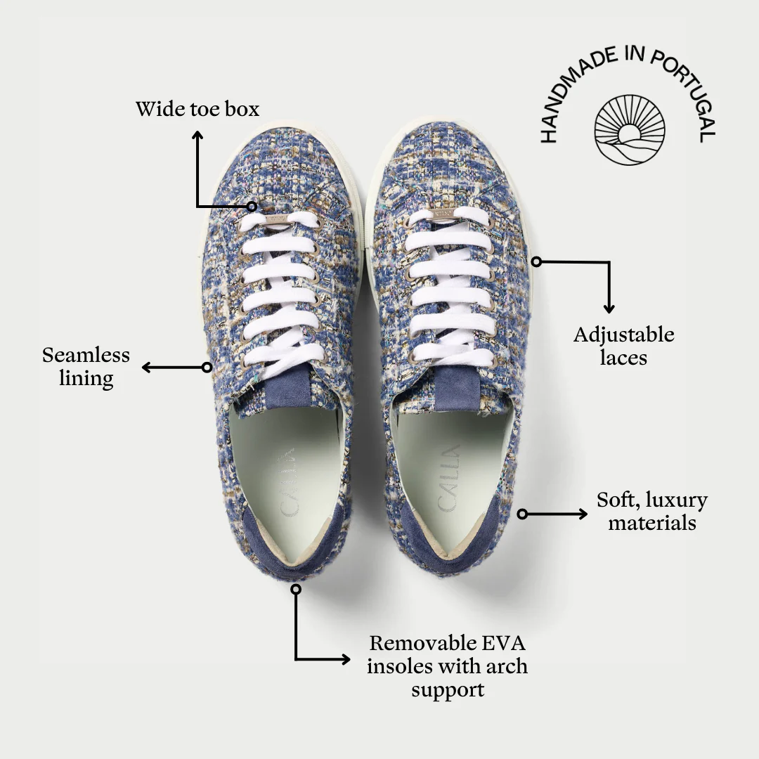 Star - Blue Tweed Wide Fit Sneakers - Image 6