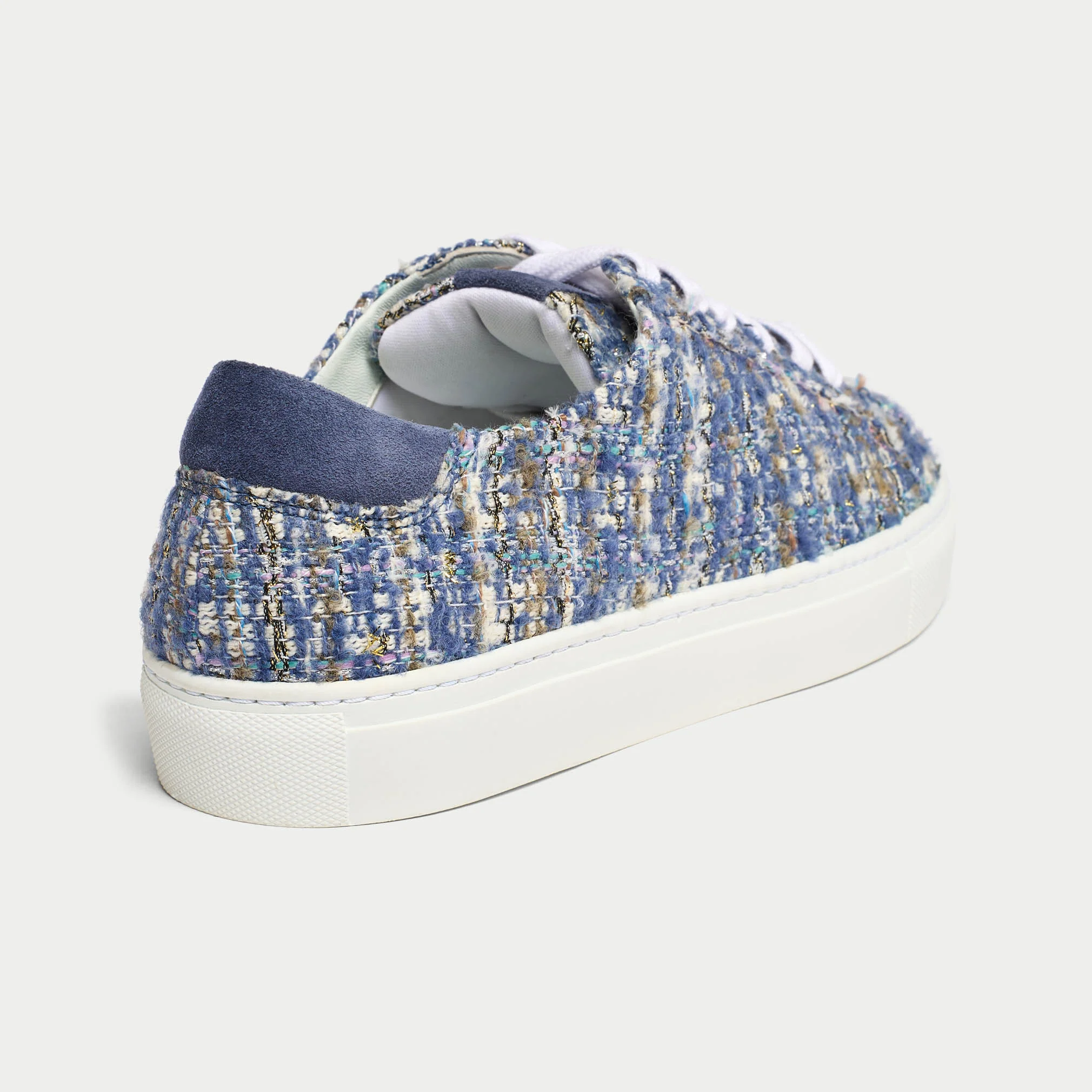 Star - Blue Tweed Wide Fit Sneakers - Image 7
