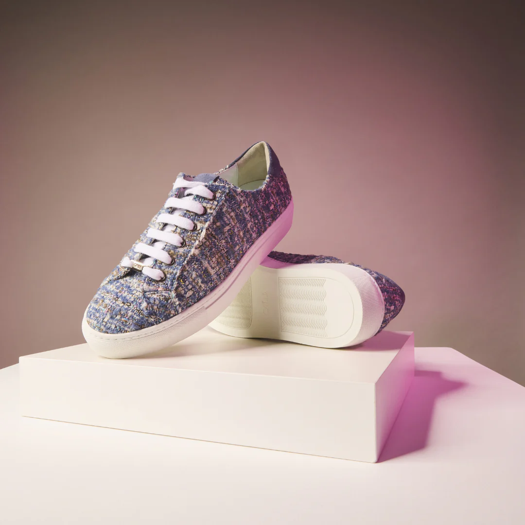 Star - Blue Tweed Wide Fit Sneakers - Image 8