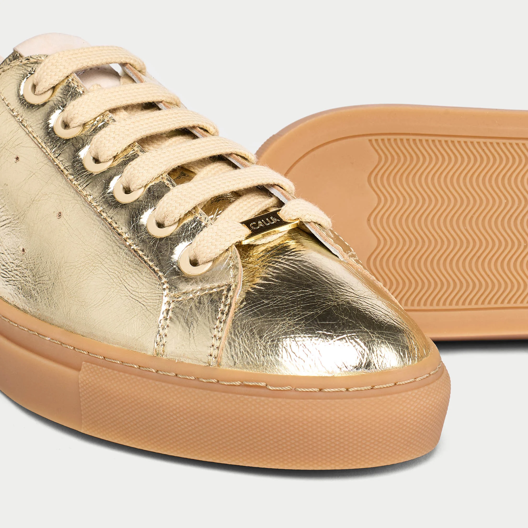 Star - Champagne Leather Wide Fit Sneakers - Image 3