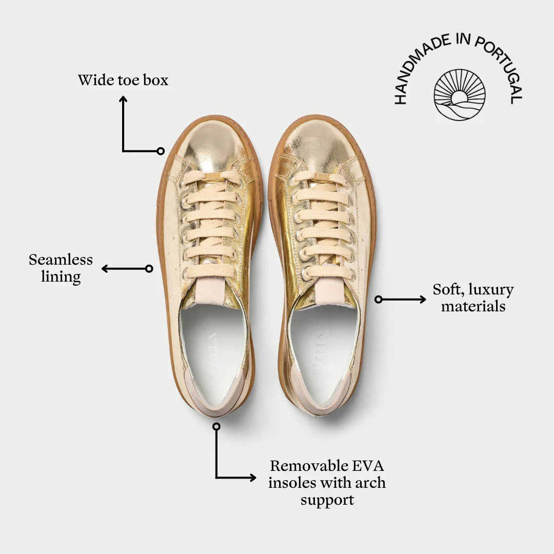Star - Champagne Leather Wide Fit Sneakers - Image 5