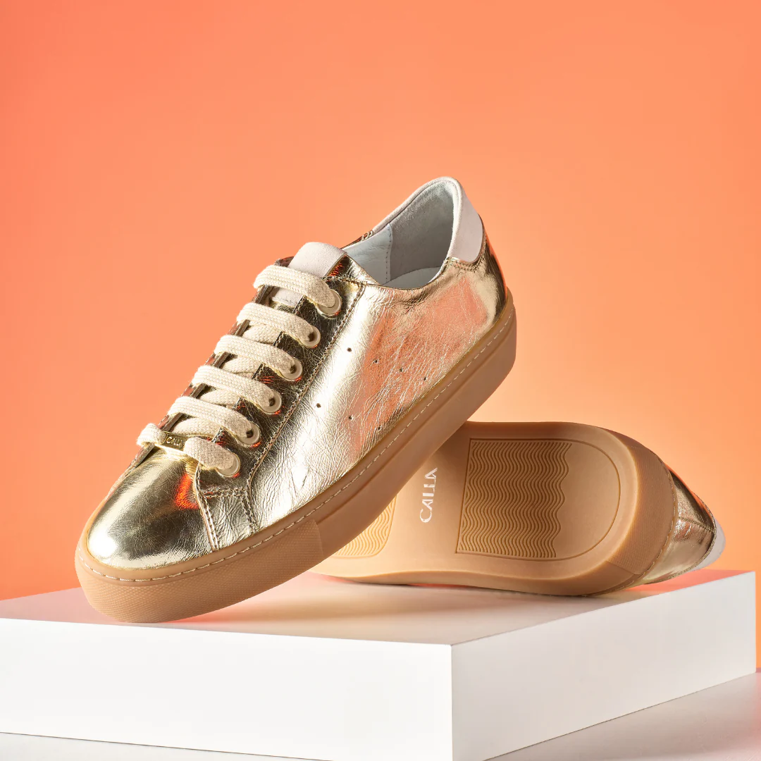 Star - Champagne Leather Wide Fit Sneakers - Image 6