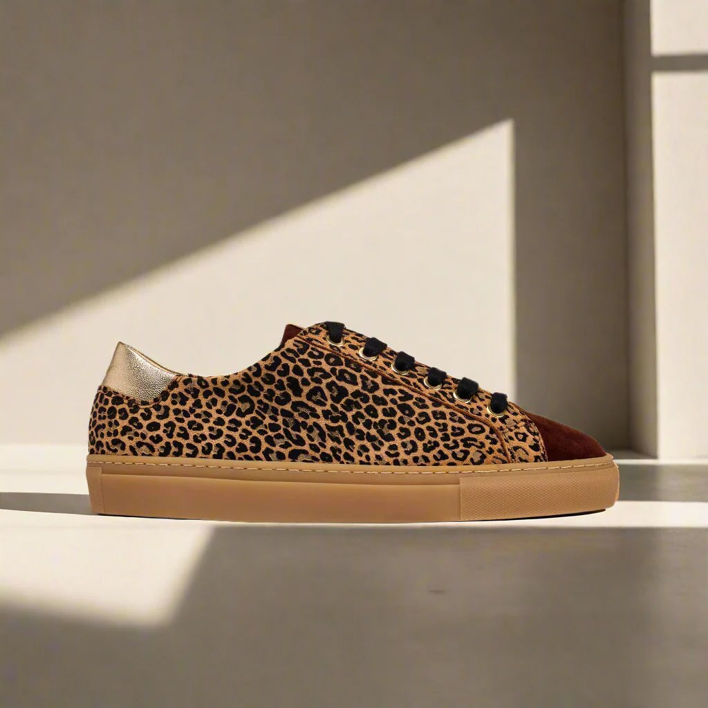 Star - Leopard Suede Wide Fit Sneakers