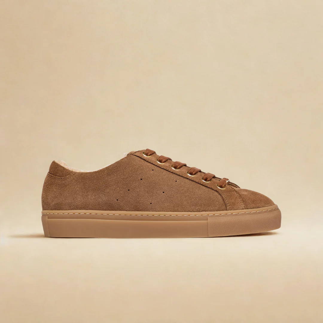 Star - Mocha Borg Suede Wide Fit Sneakers