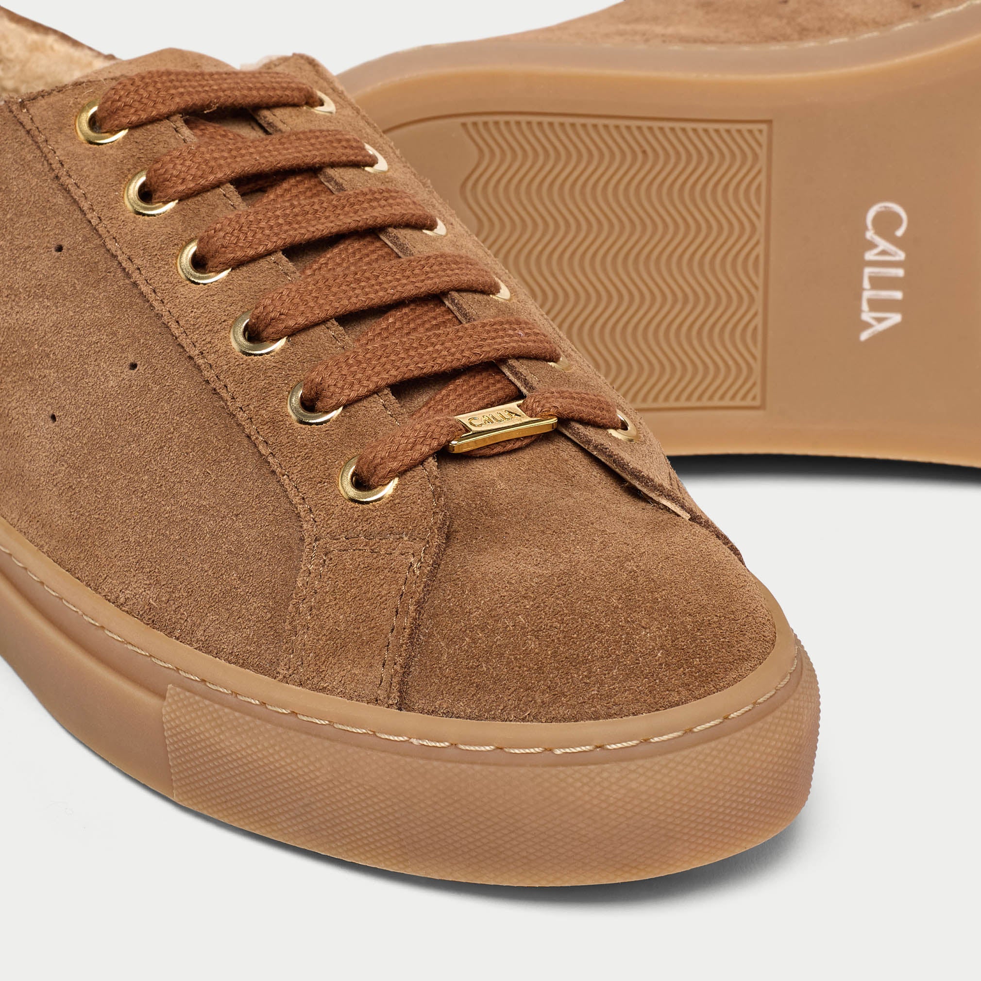 Star - Mocha Borg Suede Wide Fit Sneakers - Image 3