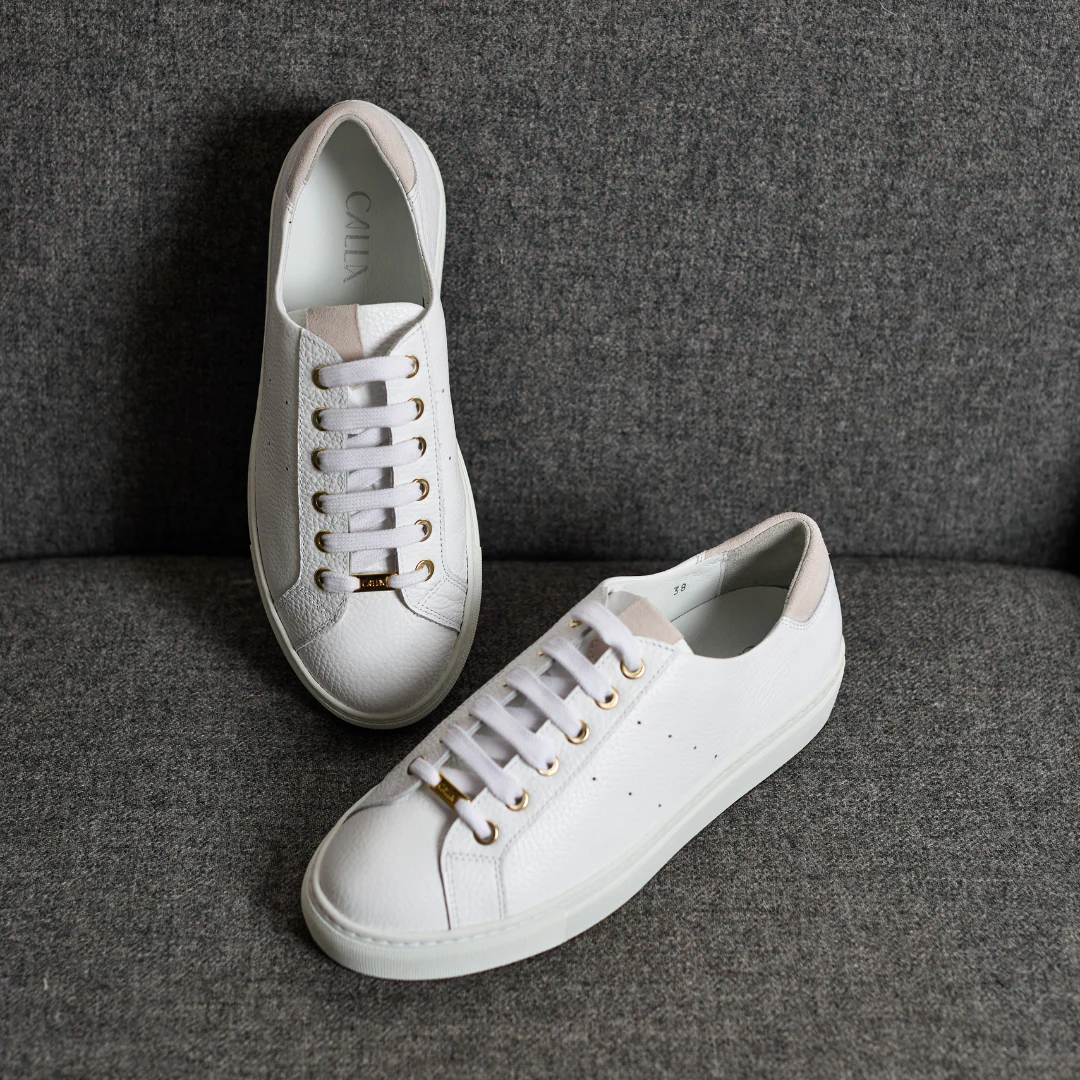 Star - White Grain Leather Wide Fit Sneakers - Image 3