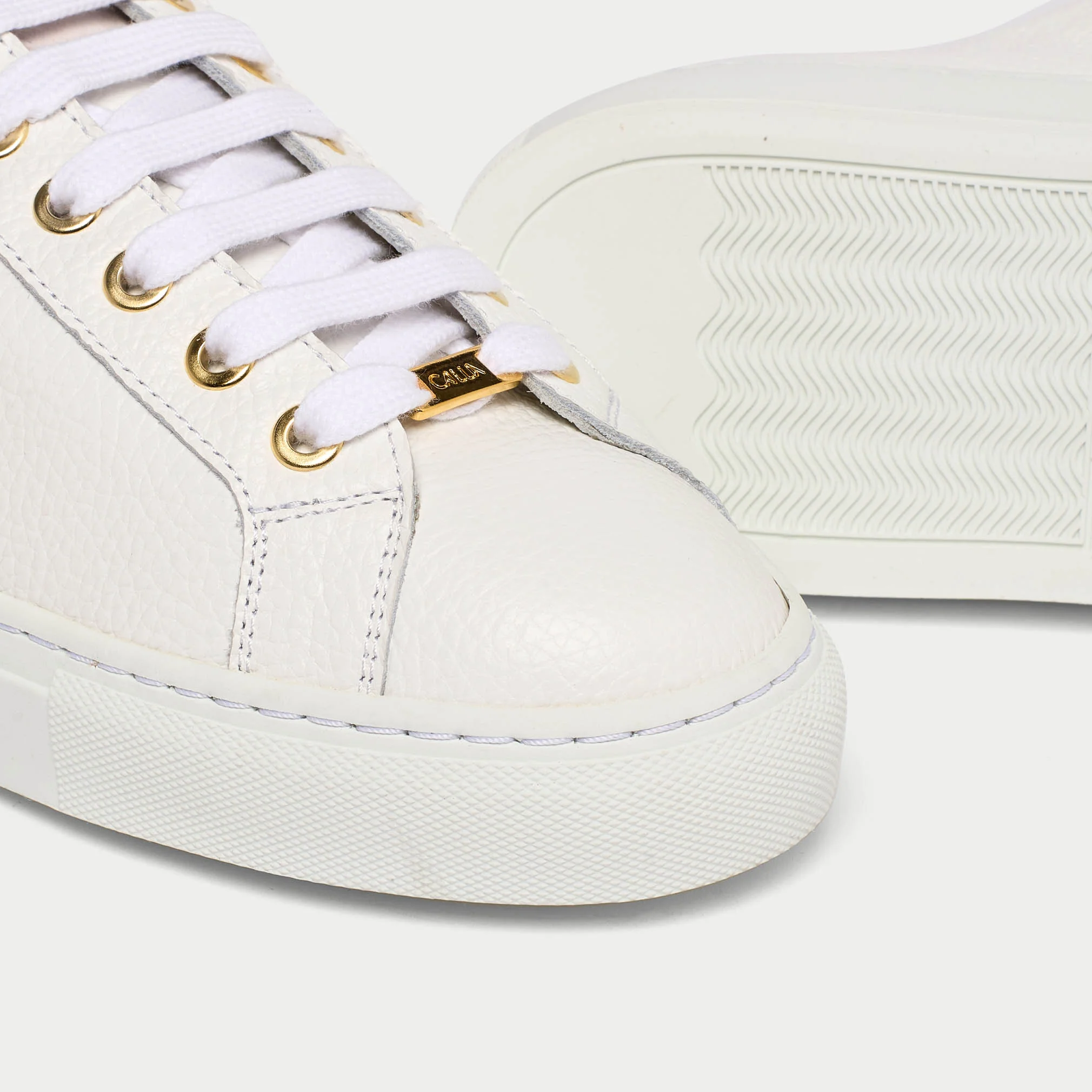 Star - White Grain Leather Wide Fit Sneakers - Image 5