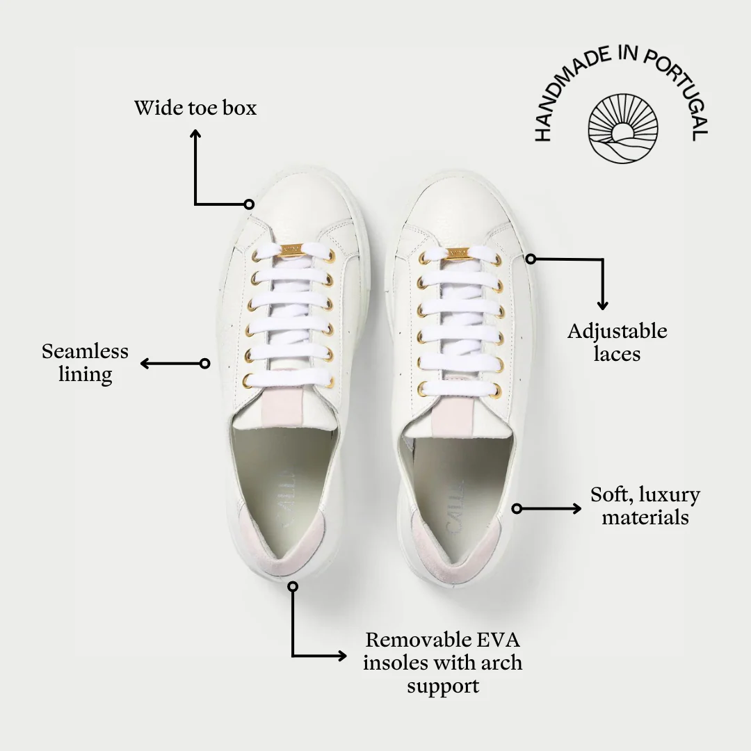 Star - White Grain Leather Wide Fit Sneakers - Image 6