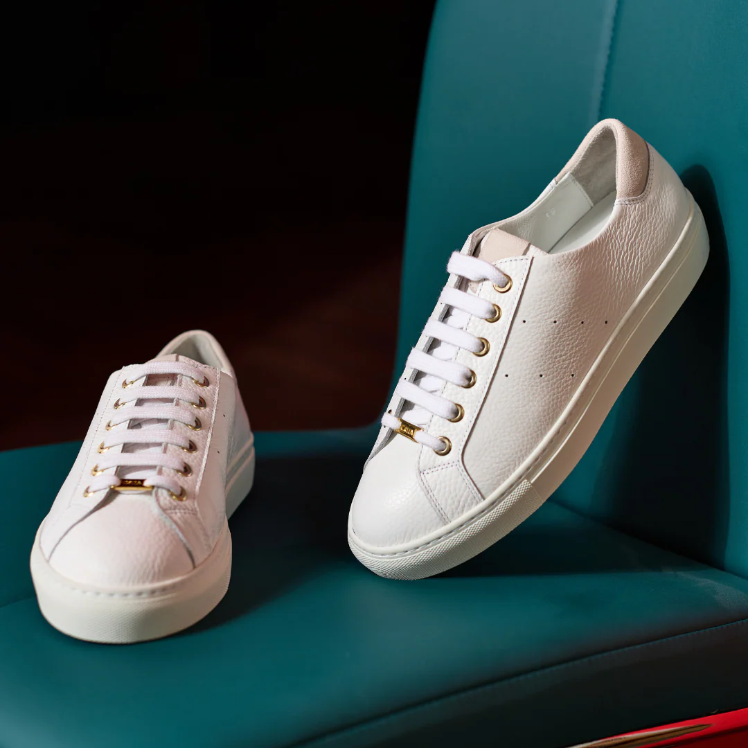 Star - White Grain Leather Wide Fit Sneakers - Image 7