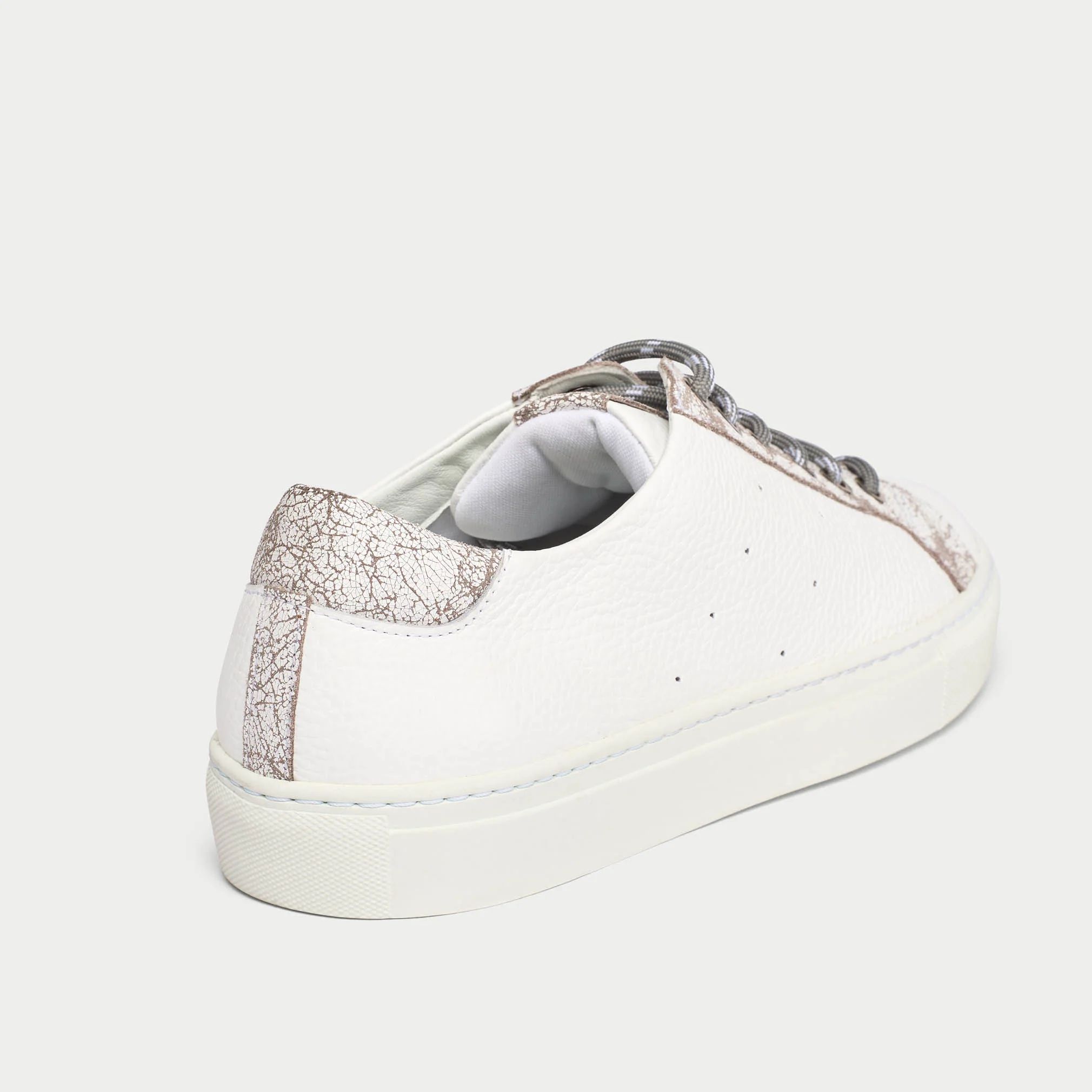 Star - White & Grey Leather Wide Fit Sneakers - Image 5