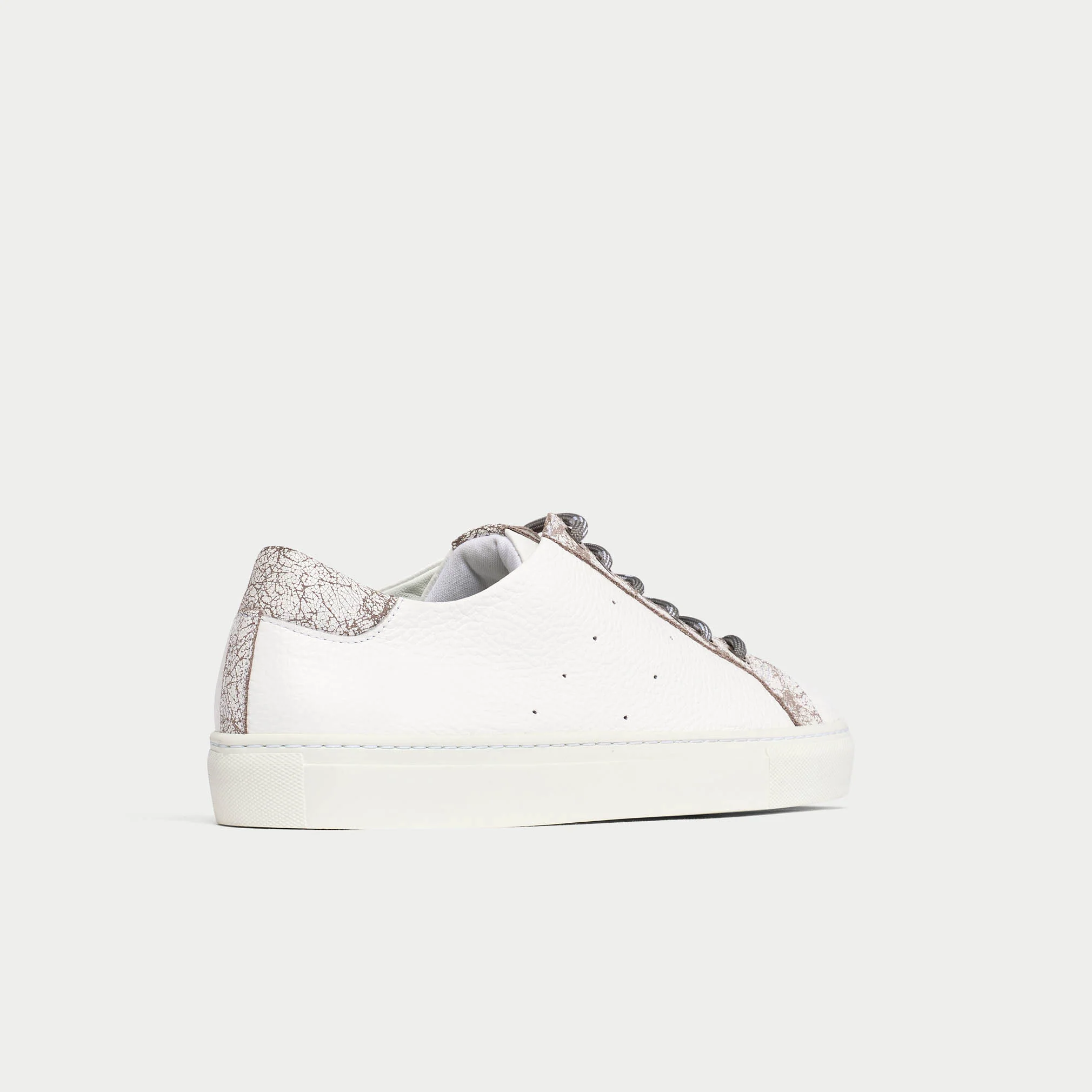 Star - White & Grey Leather Wide Fit Sneakers - Image 7
