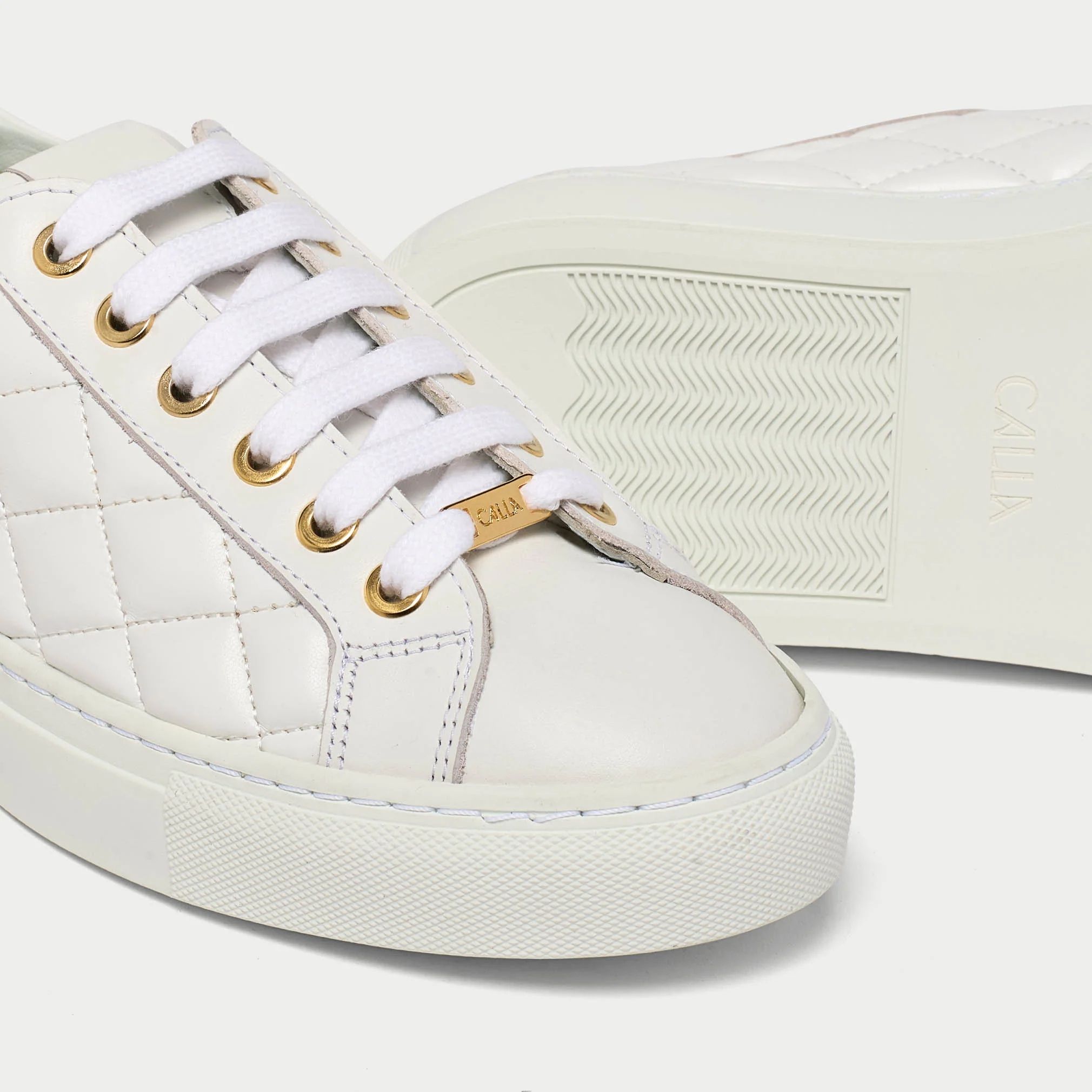 Star - White Quilted Leather Wide Fit Sneakers - Image 3