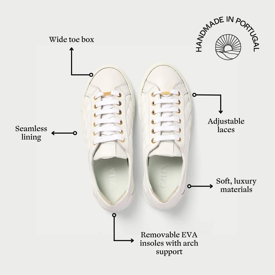 Star - White Quilted Leather Wide Fit Sneakers - Image 5
