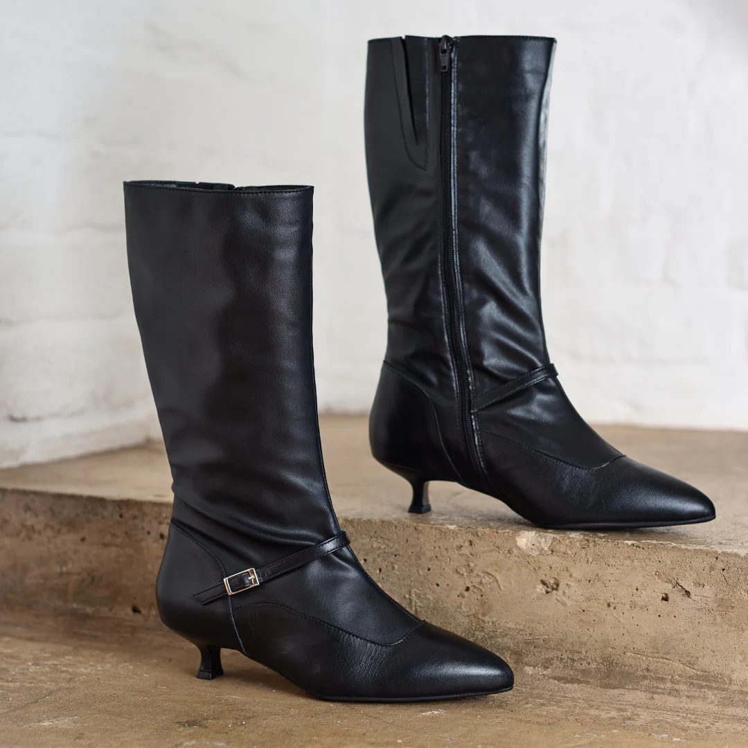 Veronica - Black Leather Boots - Image 6