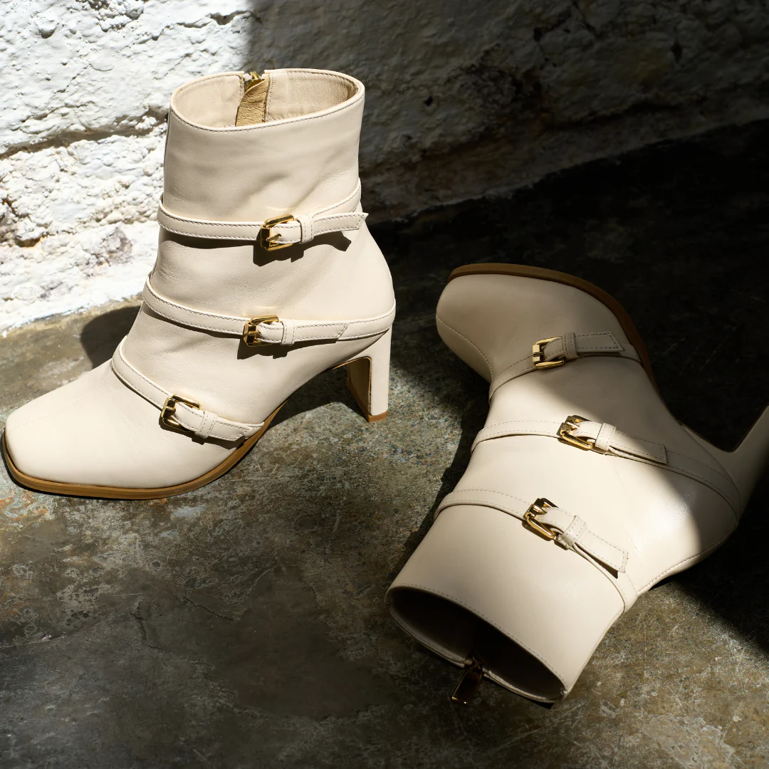 Zoe - Cream Leather Boots - Image 11