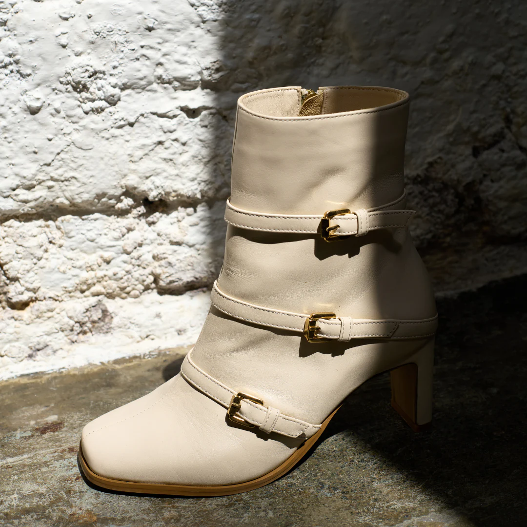 Zoe - Cream Leather Boots - Image 6