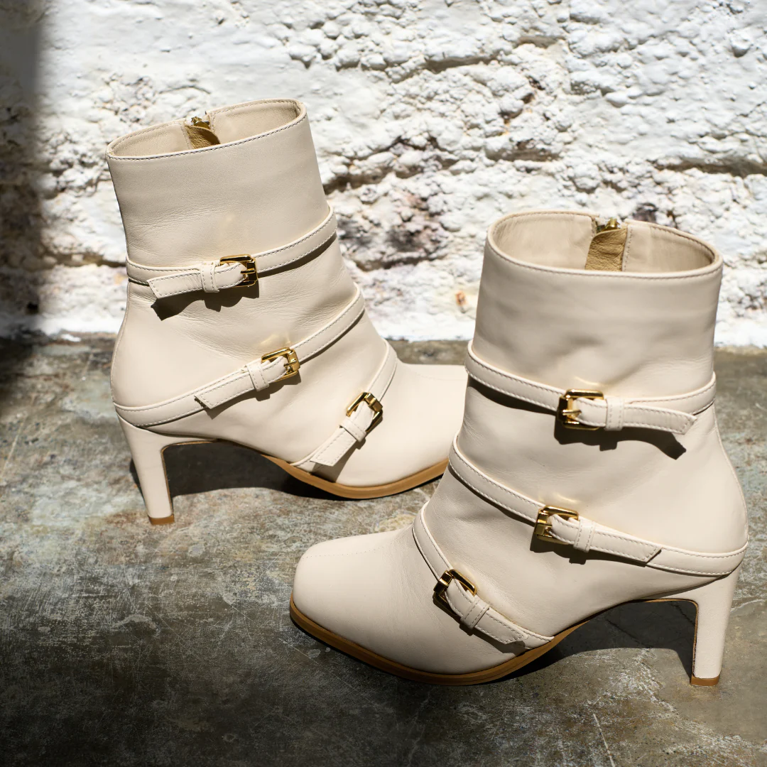 Zoe - Cream Leather Boots - Image 8