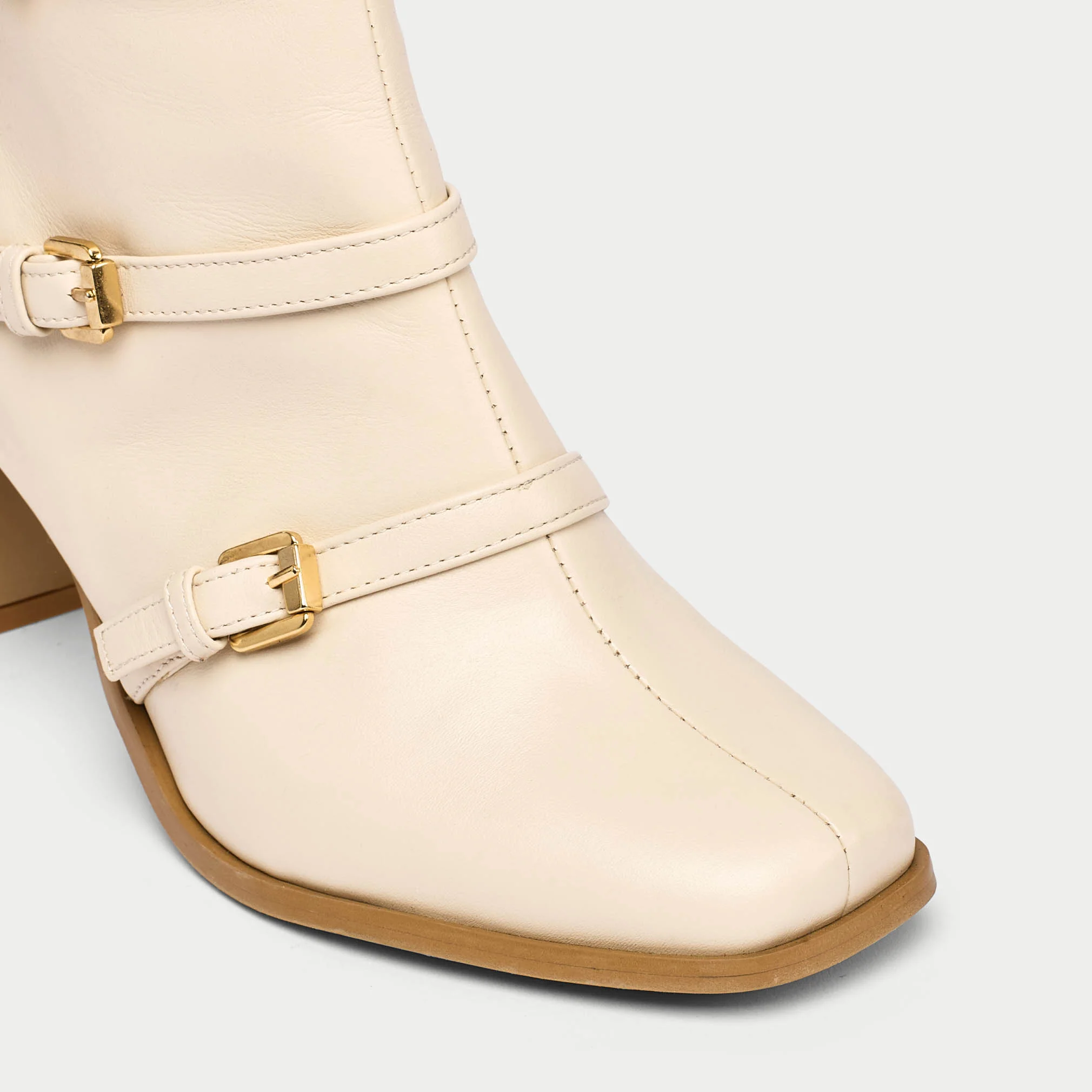 Zoe - Cream Leather Boots - Image 9
